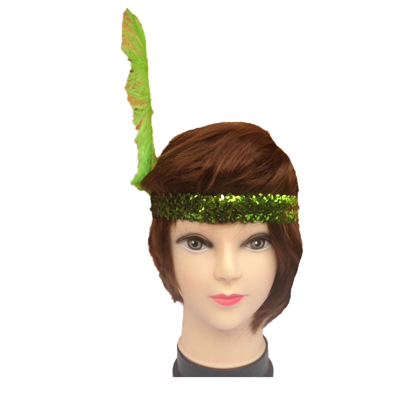 12x 1920s FLAPPER HEADBAND Headpiece Feather Sequin Charleston Gatsby Party BULK - Green 4