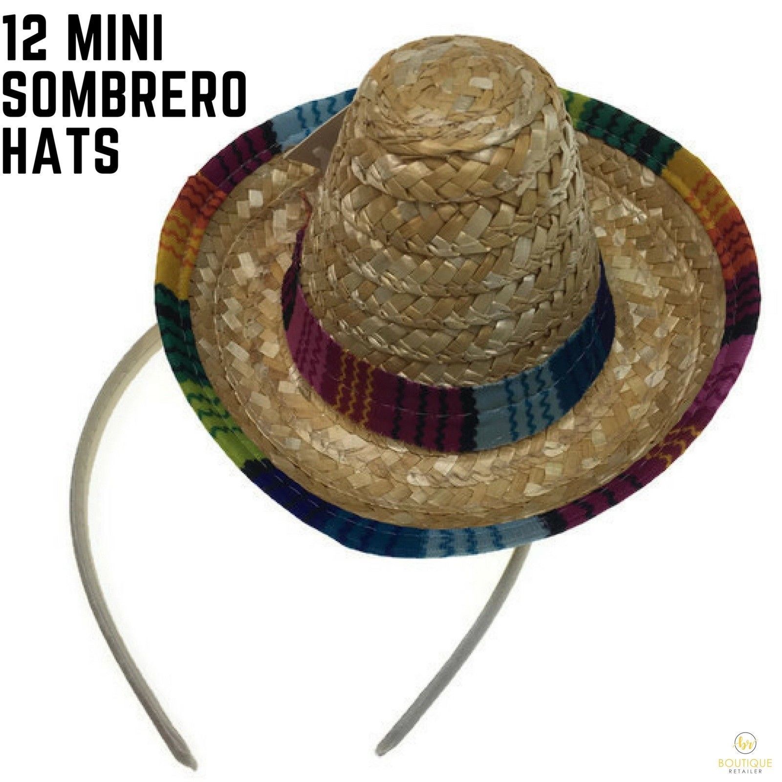 12x MINI SOMBRERO HATS on Headband Mexican Spanish Fiesta Party Costume BULK 5