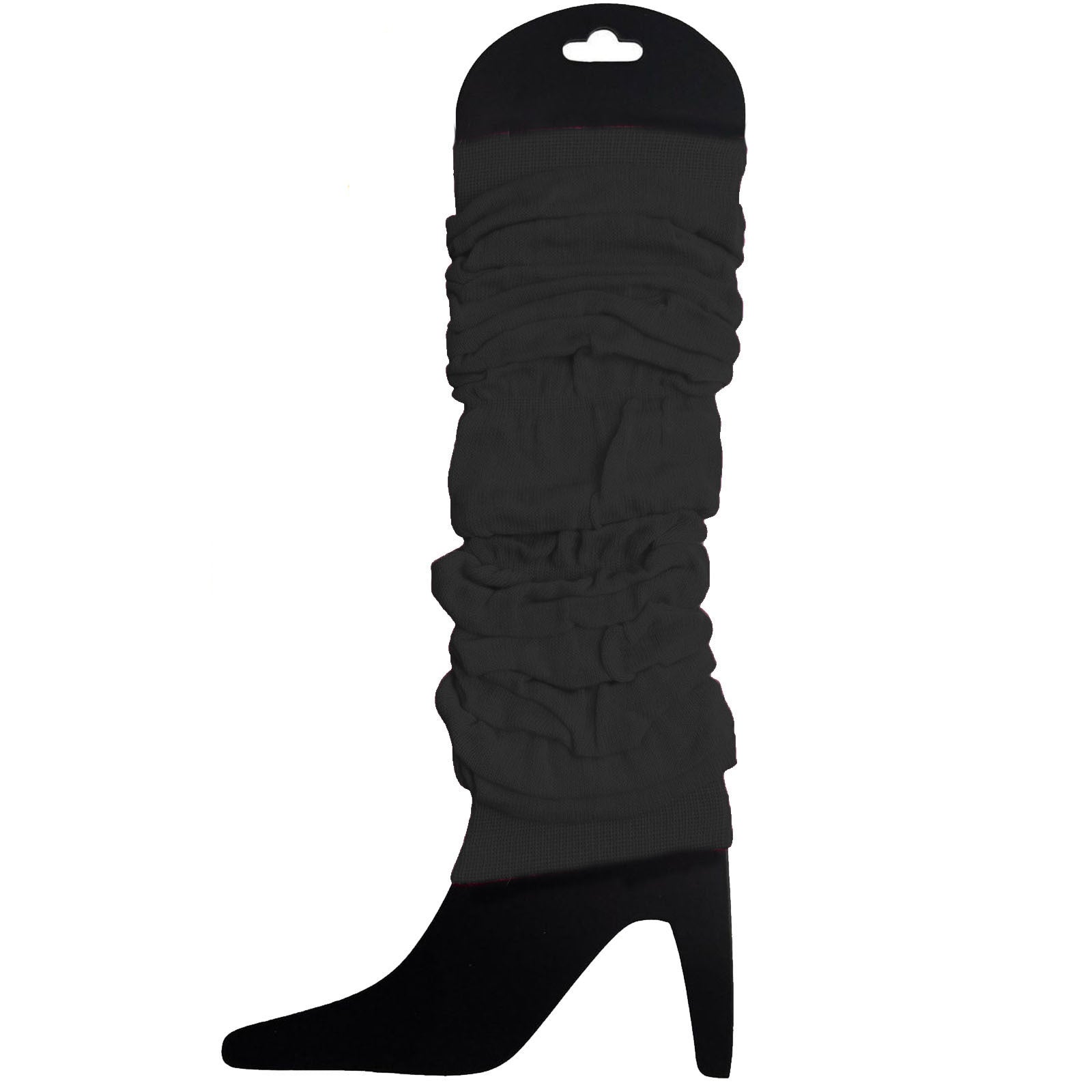 12 LEG WARMERS Knitted Womens Neon Party Knit Ankle Fluro Dance Costume 80s BULK - Black 4