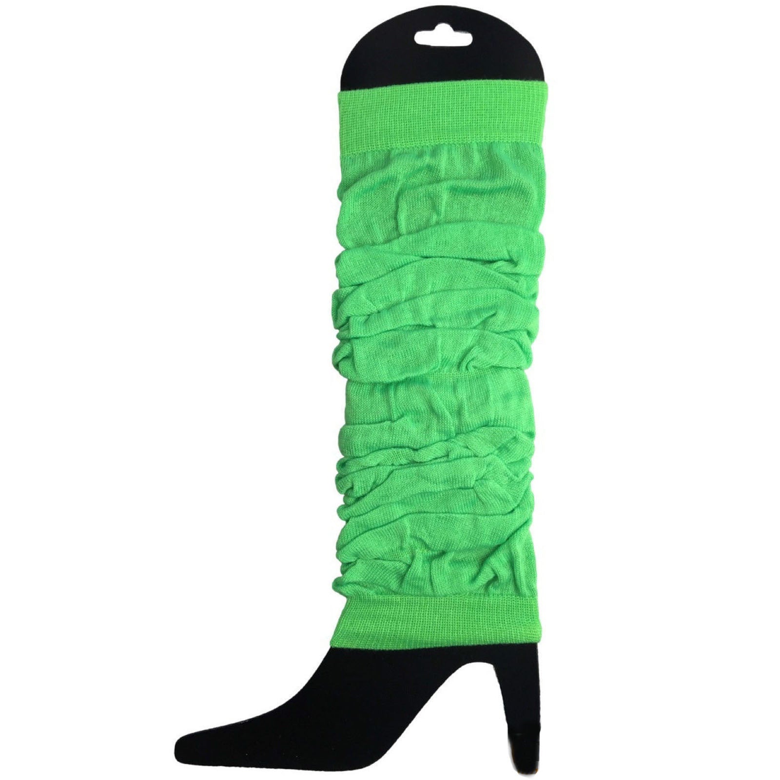 12 LEG WARMERS Knitted Womens Neon Party Knit Ankle Fluro Dance Costume 80s BULK - Fluro Green 3