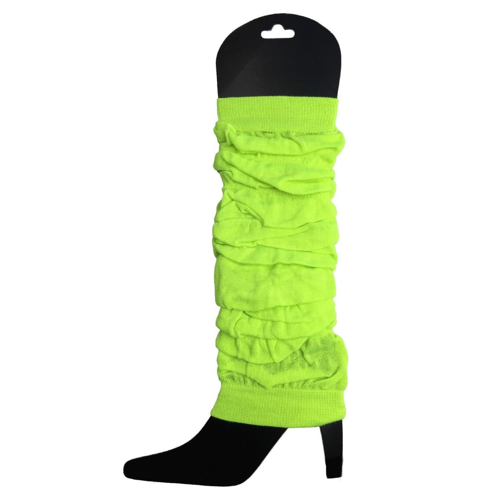 12 LEG WARMERS Knitted Womens Neon Party Knit Ankle Fluro Dance Costume 80s BULK - Fluro Yellow 3
