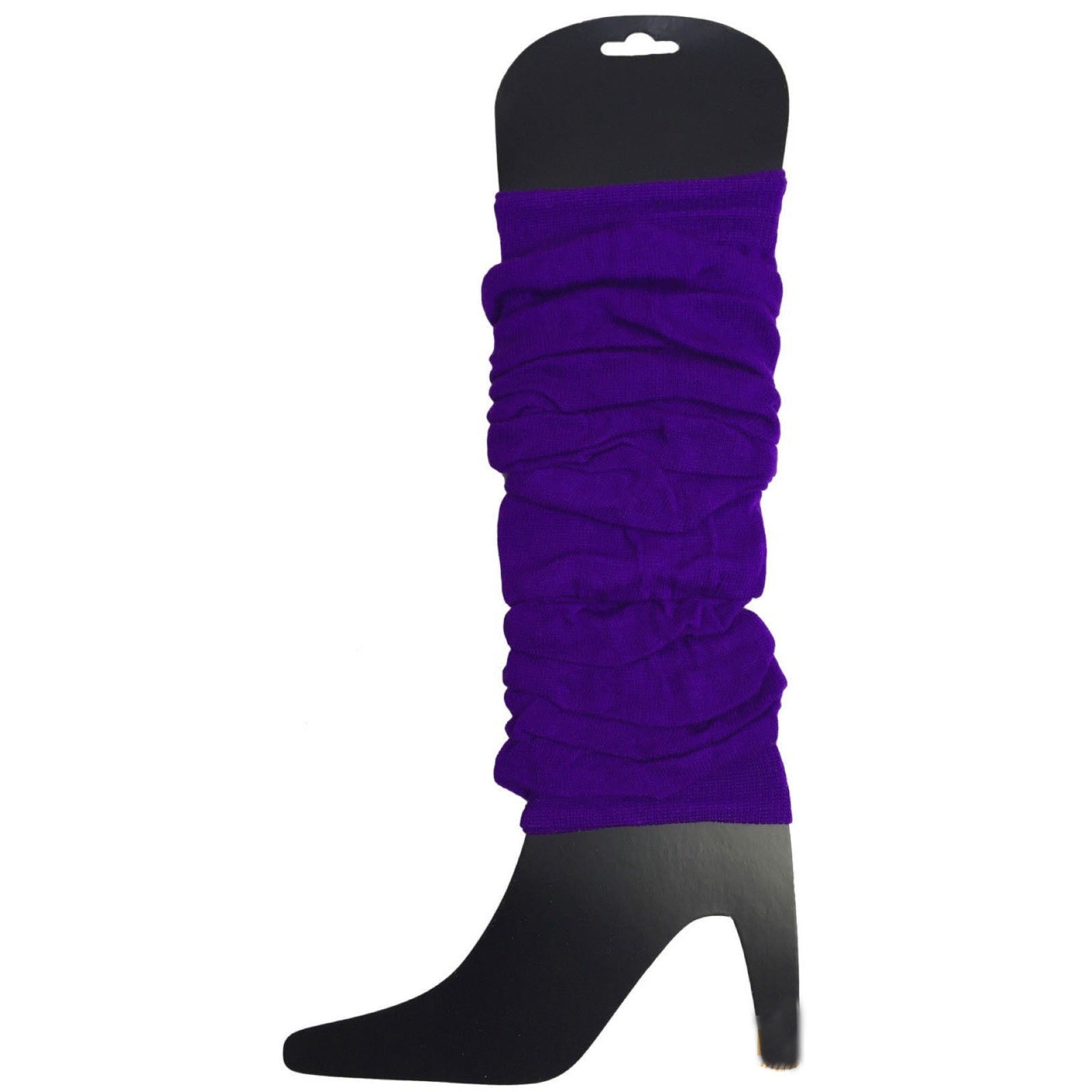 12 LEG WARMERS Knitted Womens Neon Party Knit Ankle Fluro Dance Costume 80s BULK - Purple 3