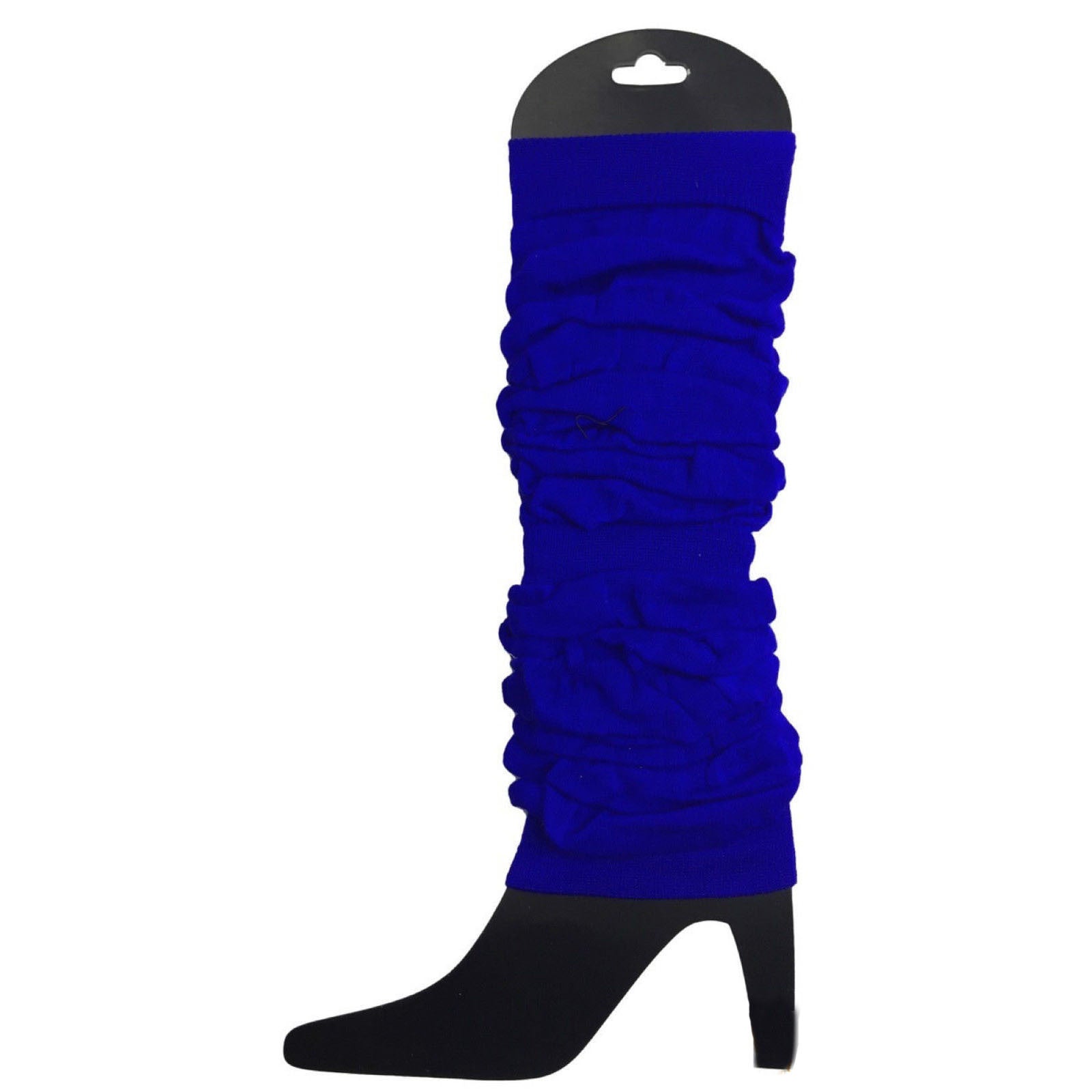 12 LEG WARMERS Knitted Womens Neon Party Knit Ankle Fluro Dance Costume 80s BULK - Royal Blue 3