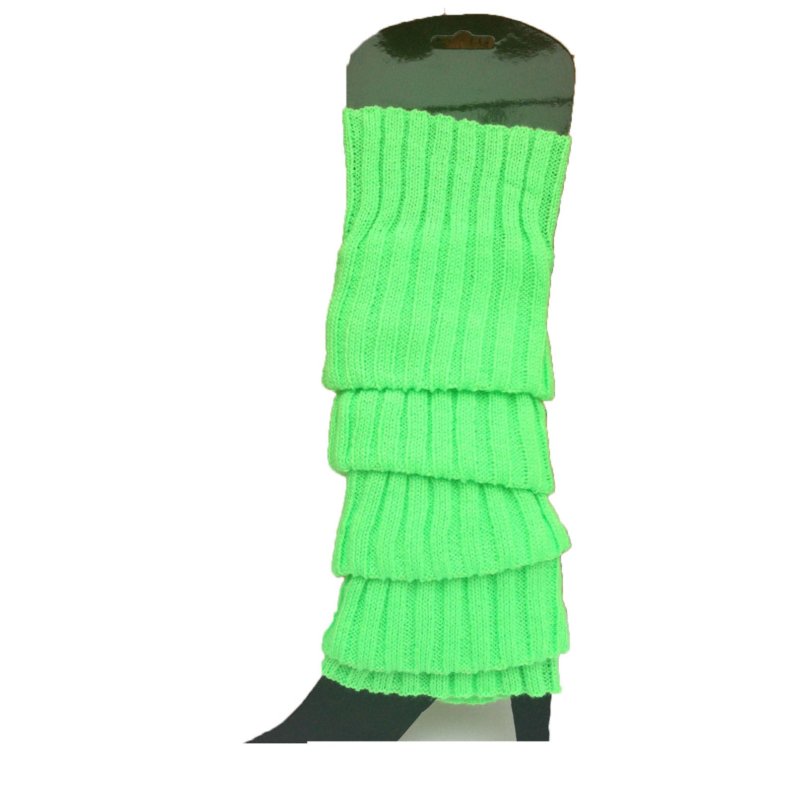 24x Womens Leg Warmers Disco Winter Knit Dance Party Crochet Legging Socks Costume - Fluro Green 3