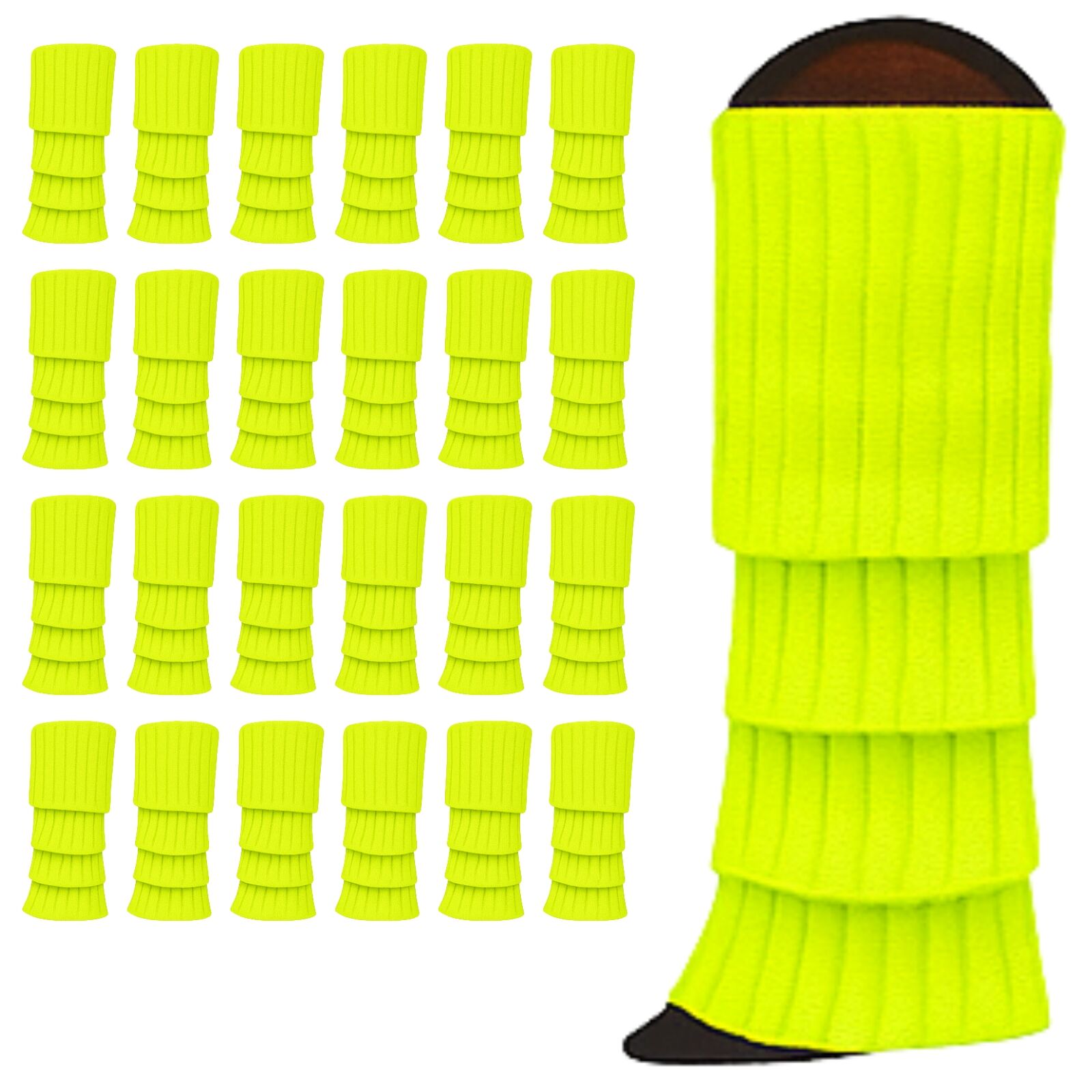 24x Womens Leg Warmers Disco Winter Knit Dance Party Crochet Legging Socks Costume - Fluro Yellow 3