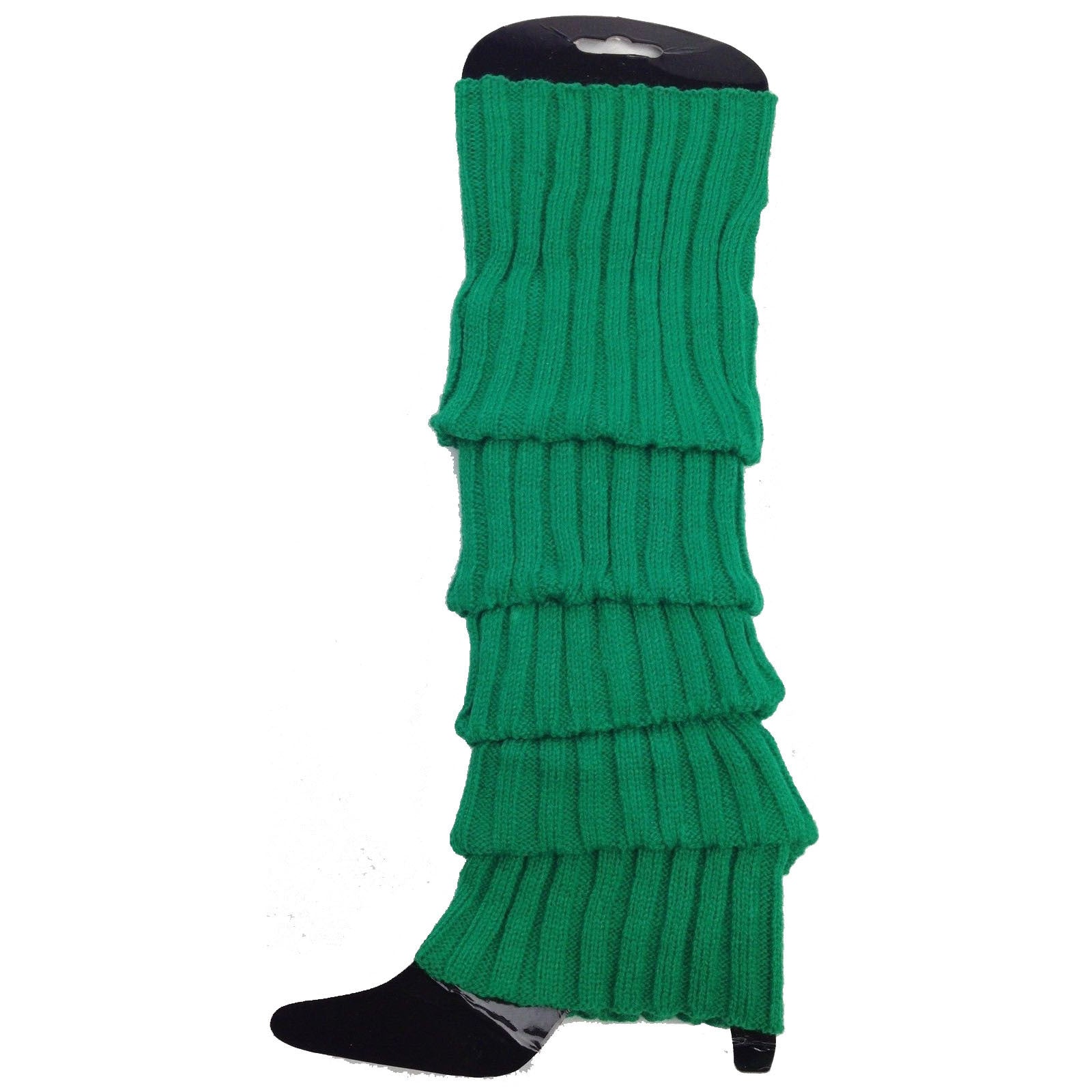 24x Womens Leg Warmers Disco Winter Knit Dance Party Crochet Legging Socks Costume - Green 3