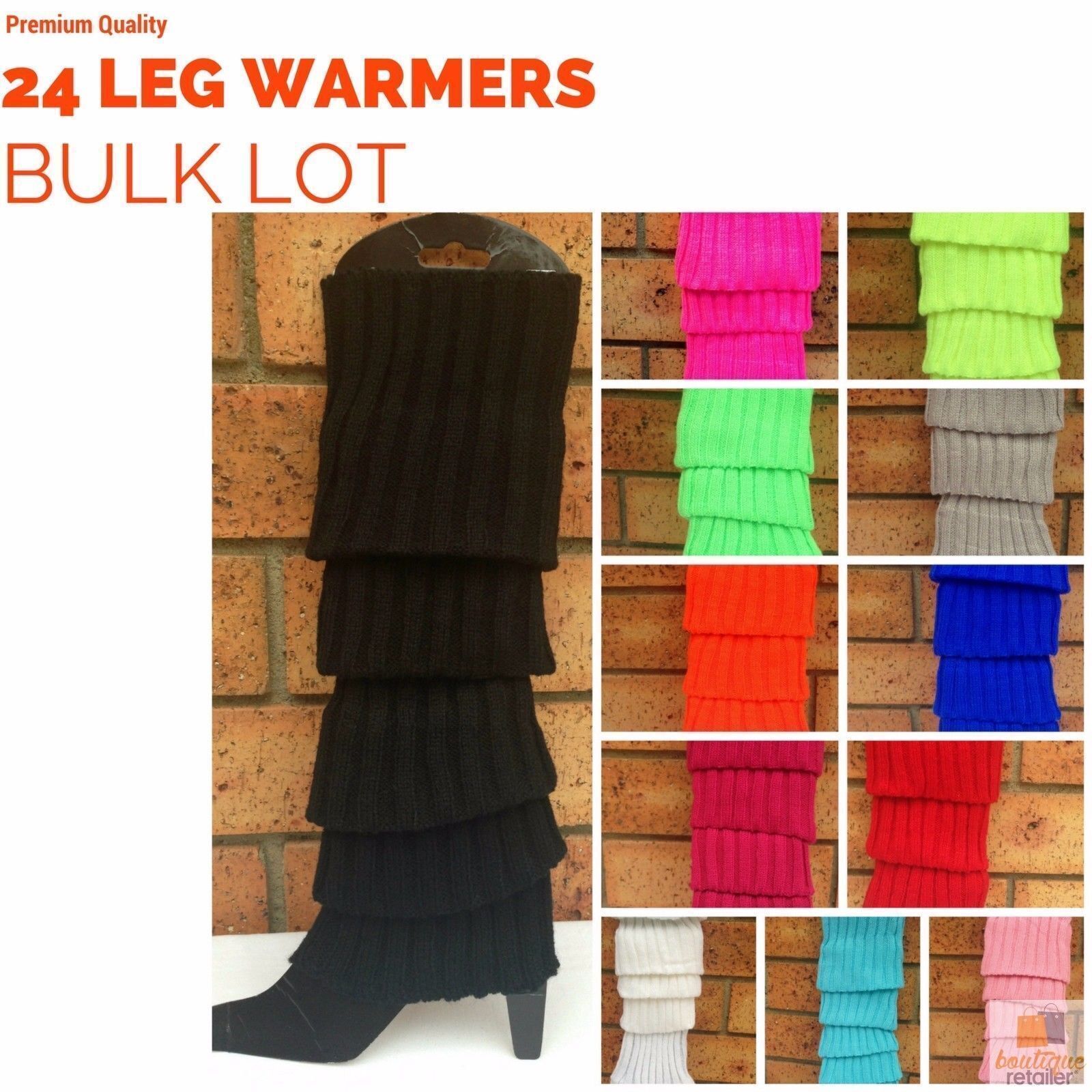 24x Womens Leg Warmers Disco Winter Knit Dance Party Crochet Legging Socks Costume - Green 4