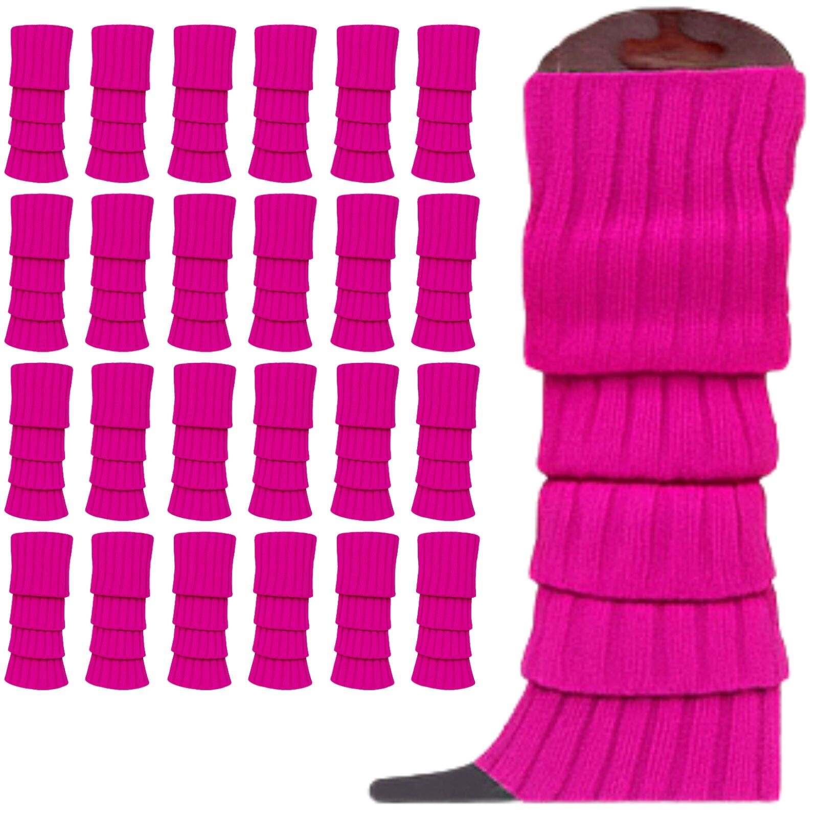 24x Womens Leg Warmers Disco Winter Knit Dance Party Crochet Legging Socks Costume - Purple 3
