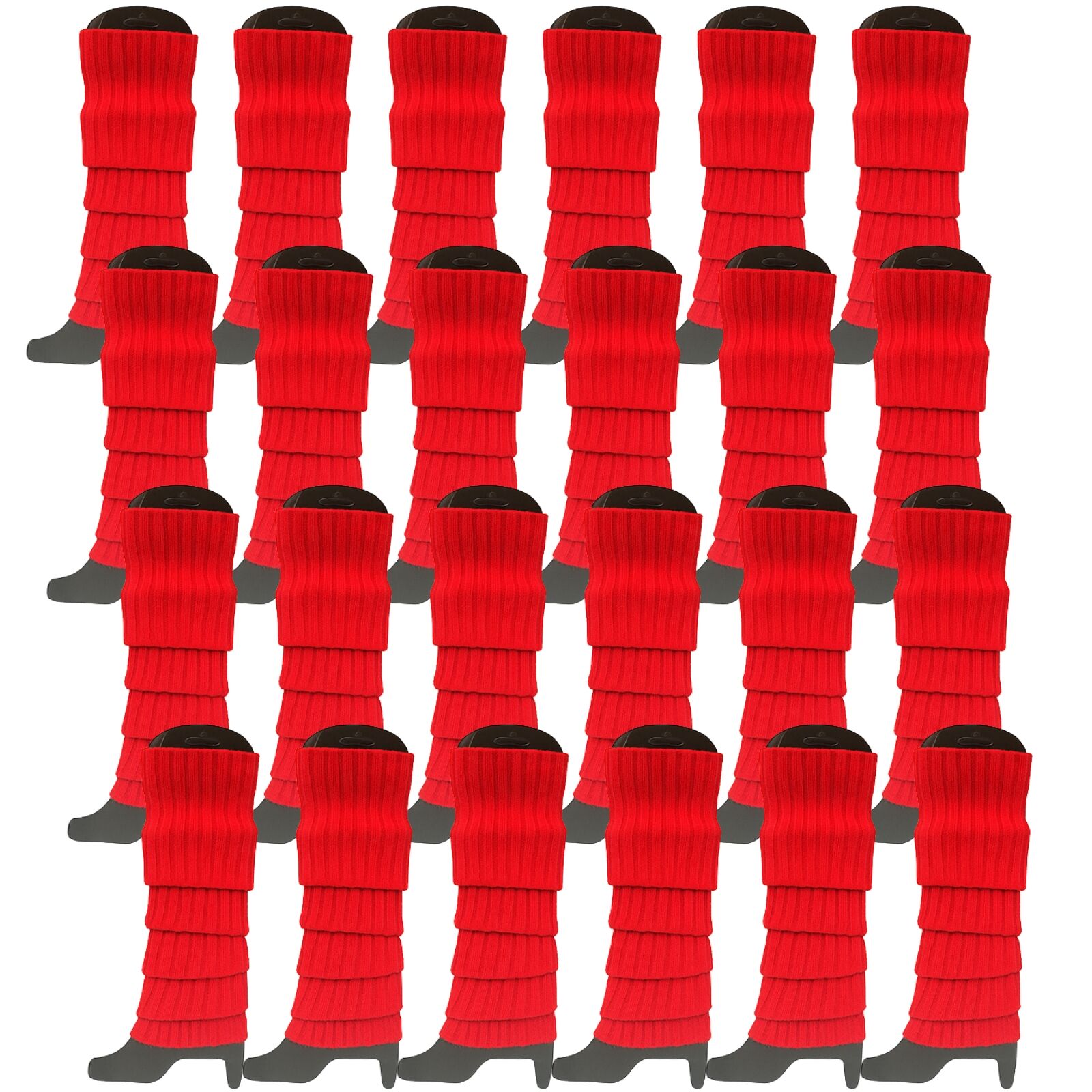 24x Womens Leg Warmers Disco Winter Knit Dance Party Crochet Legging Socks Costume - Red 3