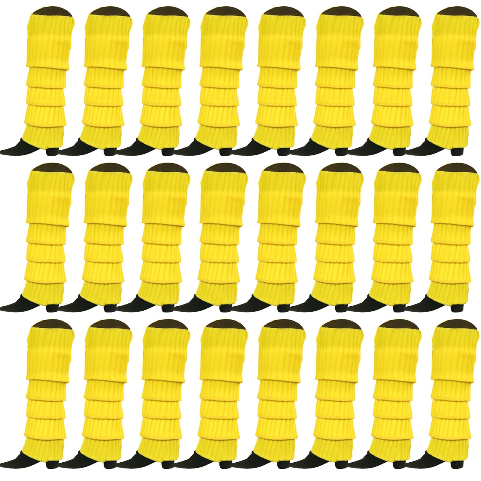 24x Womens Leg Warmers Disco Winter Knit Dance Party Crochet Legging Socks Costume - Yellow 3