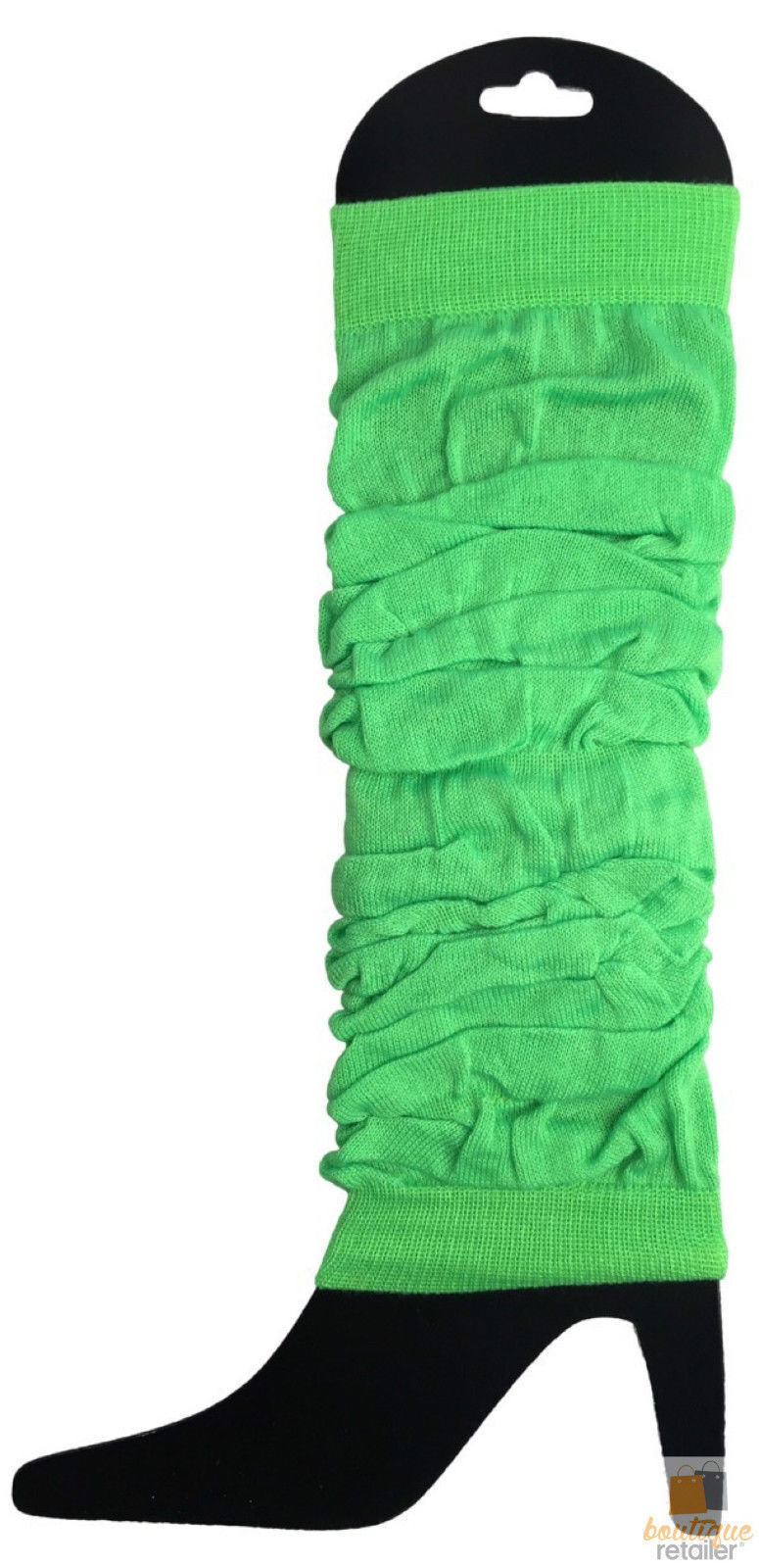 24 LEG WARMERS Knitted Womens Neon Party Knit Ankle Fluro Dance Costume 80s BULK - Fluro Green 3