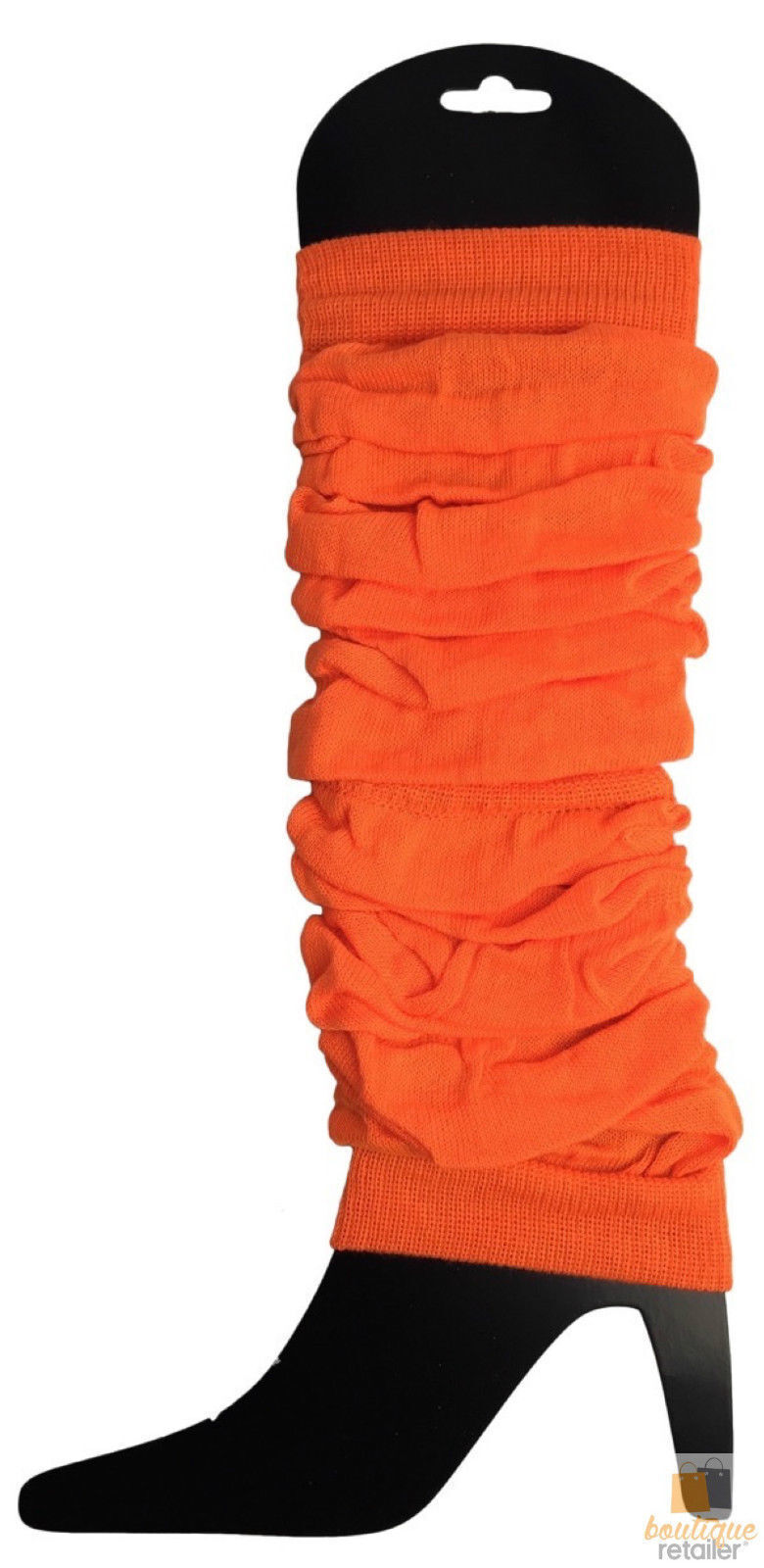 24 LEG WARMERS Knitted Womens Neon Party Knit Ankle Fluro Dance Costume 80s BULK - Fluro Orange 3