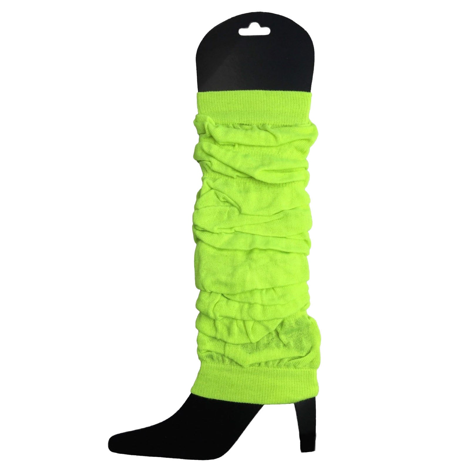 24 LEG WARMERS Knitted Womens Neon Party Knit Ankle Fluro Dance Costume 80s BULK - Fluro Yellow 3