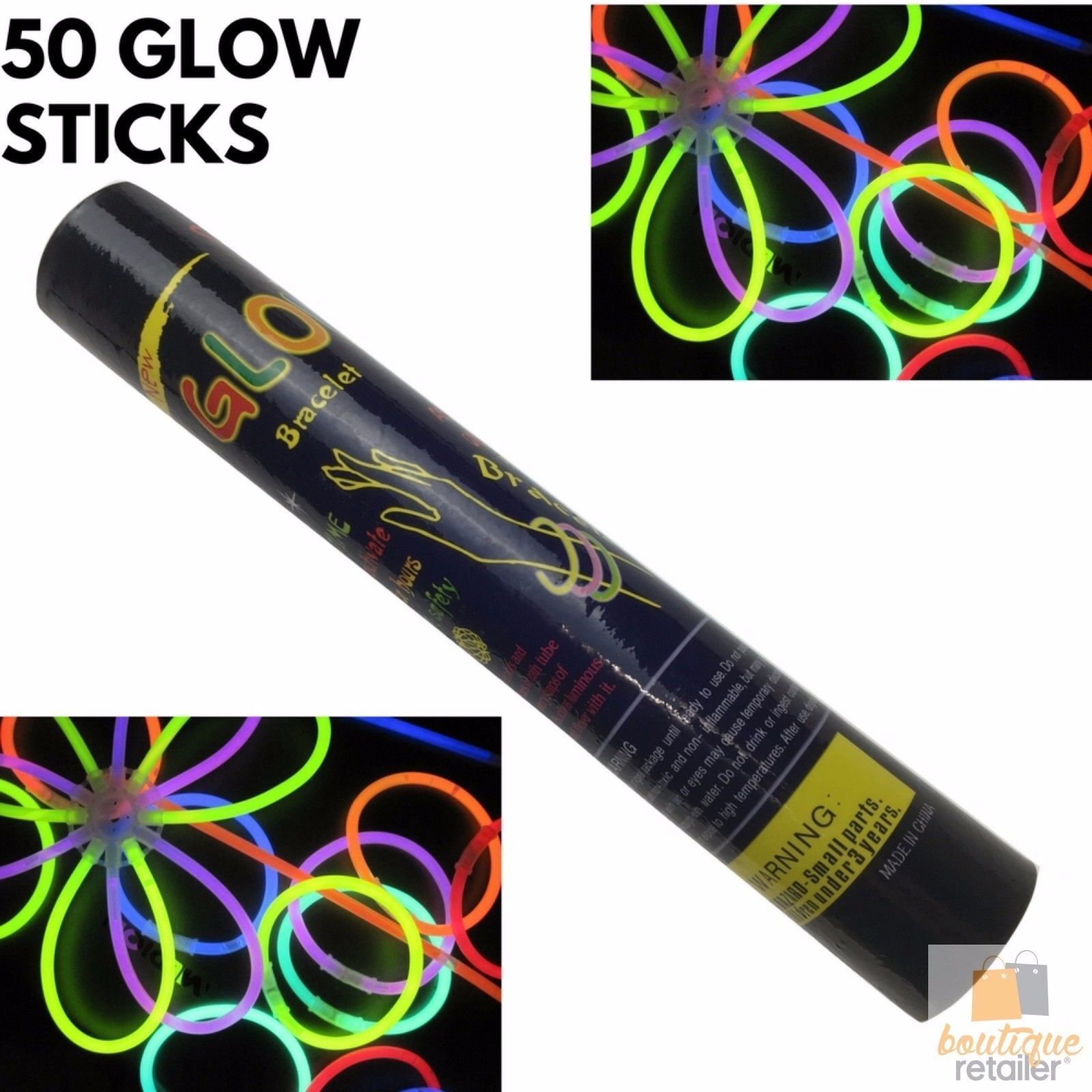 50 GLOW STICKS Party Light Glow In The Dark Rave NECKLACE Disco Bulk 6