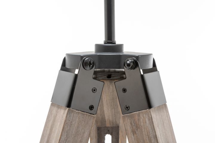 LARGE TRIPOD FLOOR LAMP Linen Shade Modern Light Retro Vintage Wooden 5