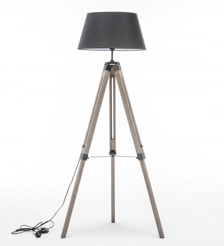 LARGE TRIPOD FLOOR LAMP Linen Shade Modern Light Retro Vintage Wooden 10