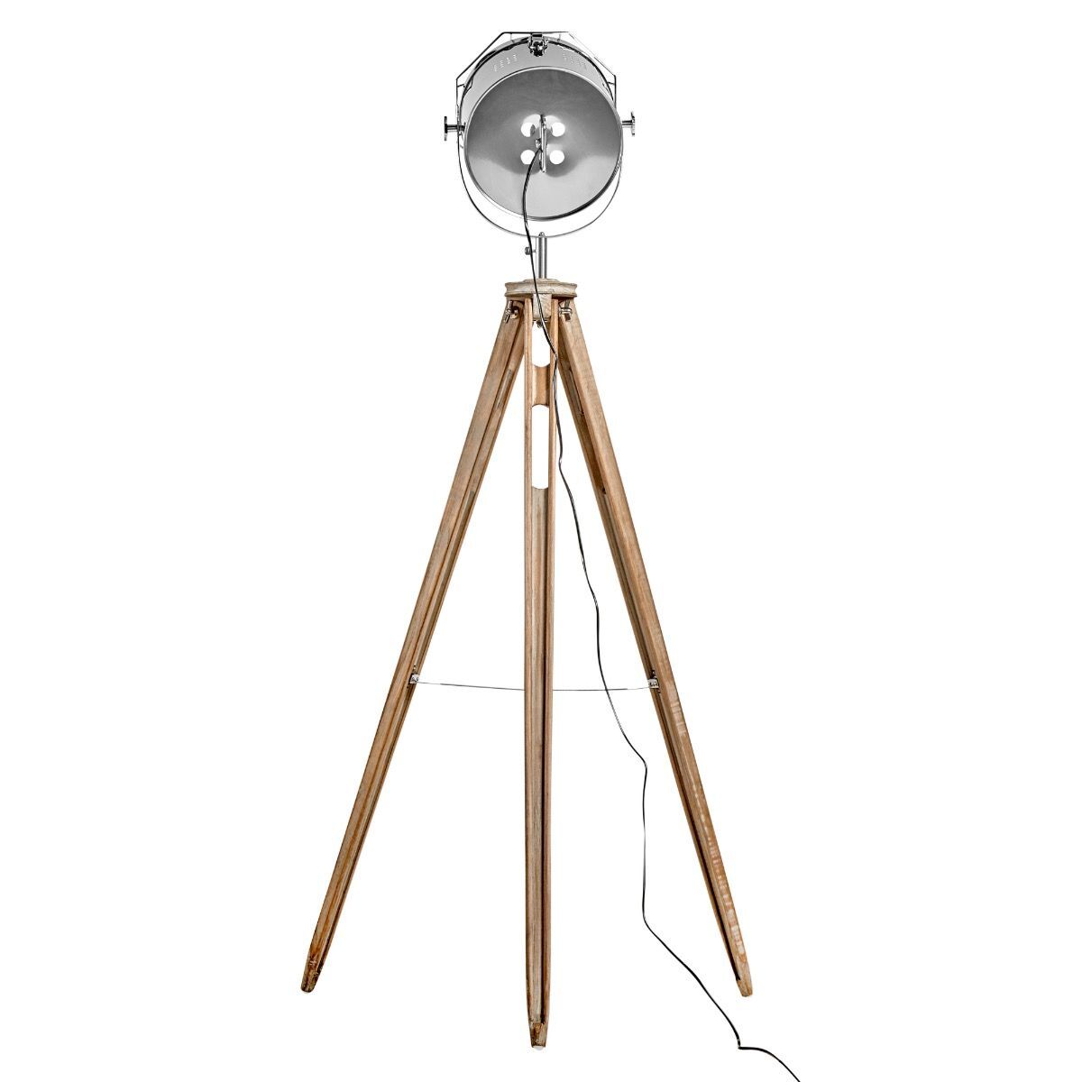 Nautical Tripod Floor Lamp Search Light Modern Chrome Head with Mesh 4