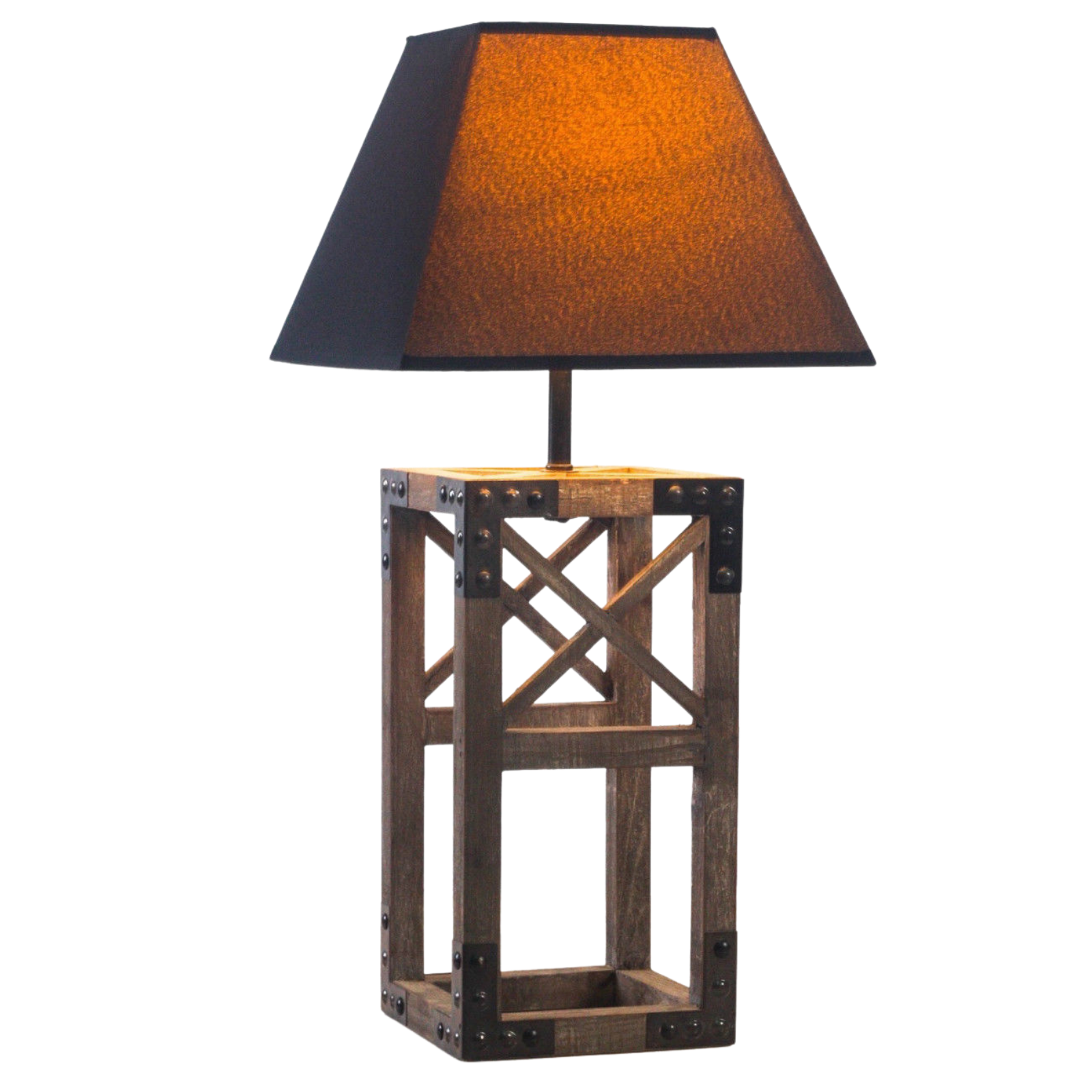 Designer Wooden TABLE LAMP Modern Rustic Geo Industrial Retro  Desk Light 3