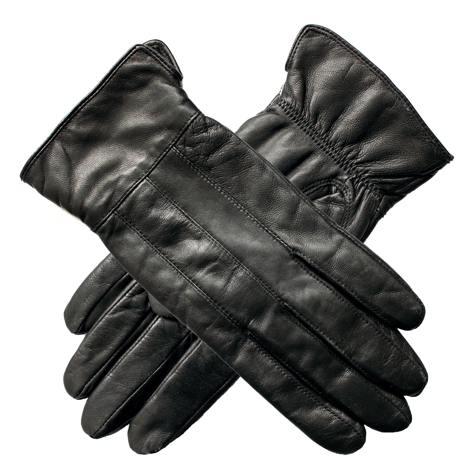Ladies Genuine Sheepskin Leather Gloves Fleece Lined Warm Winter Womens in Black - L