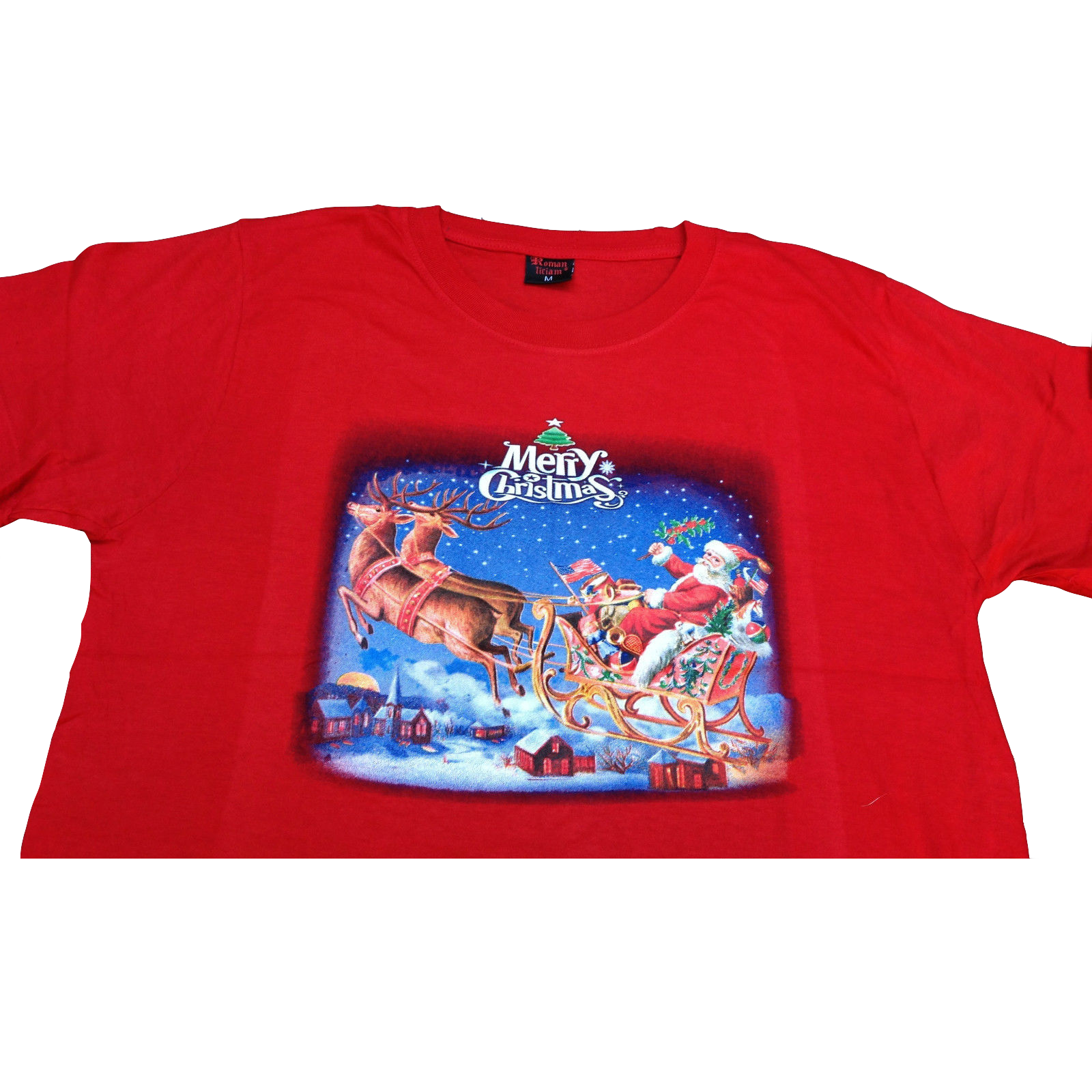 100% Cotton Adult Christmas T Shirt Xmas Top Santa Red White Party Costume - Red - M 4