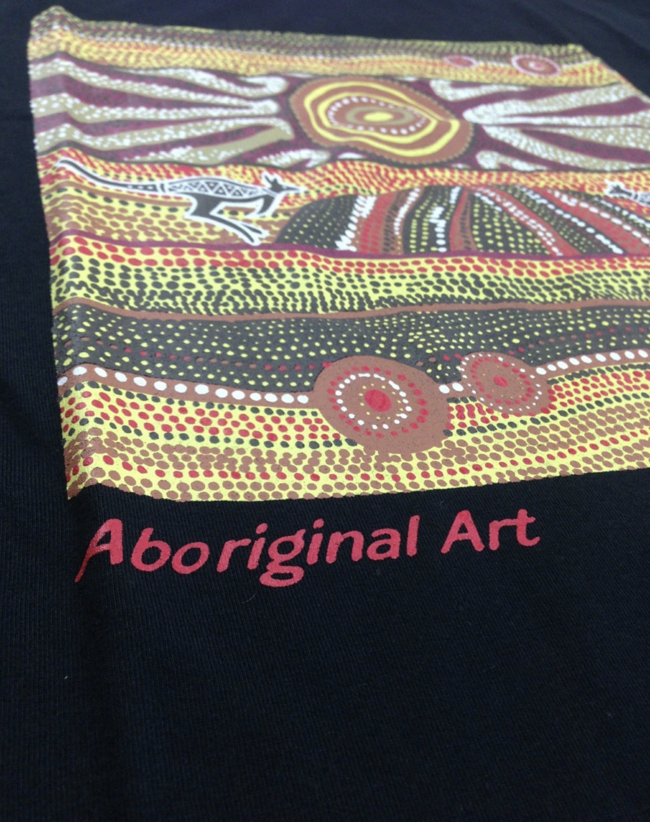 Mens Australia T Shirt Aboriginal Art 100% Cotton Souvenir Indigenous Tee - Black - XXL 4