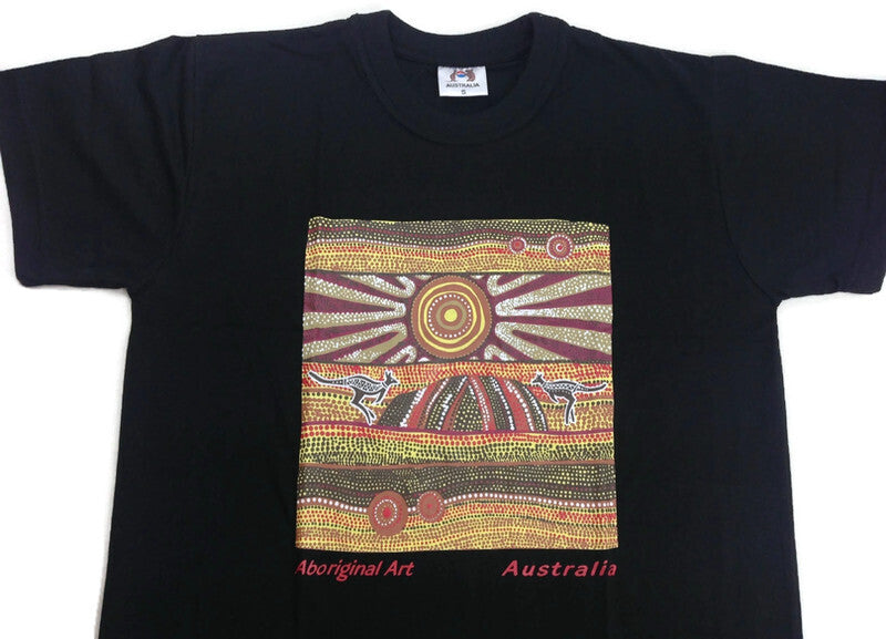 Mens Australia T Shirt Aboriginal Art 100% Cotton Souvenir Indigenous Tee - Black - XXL 6