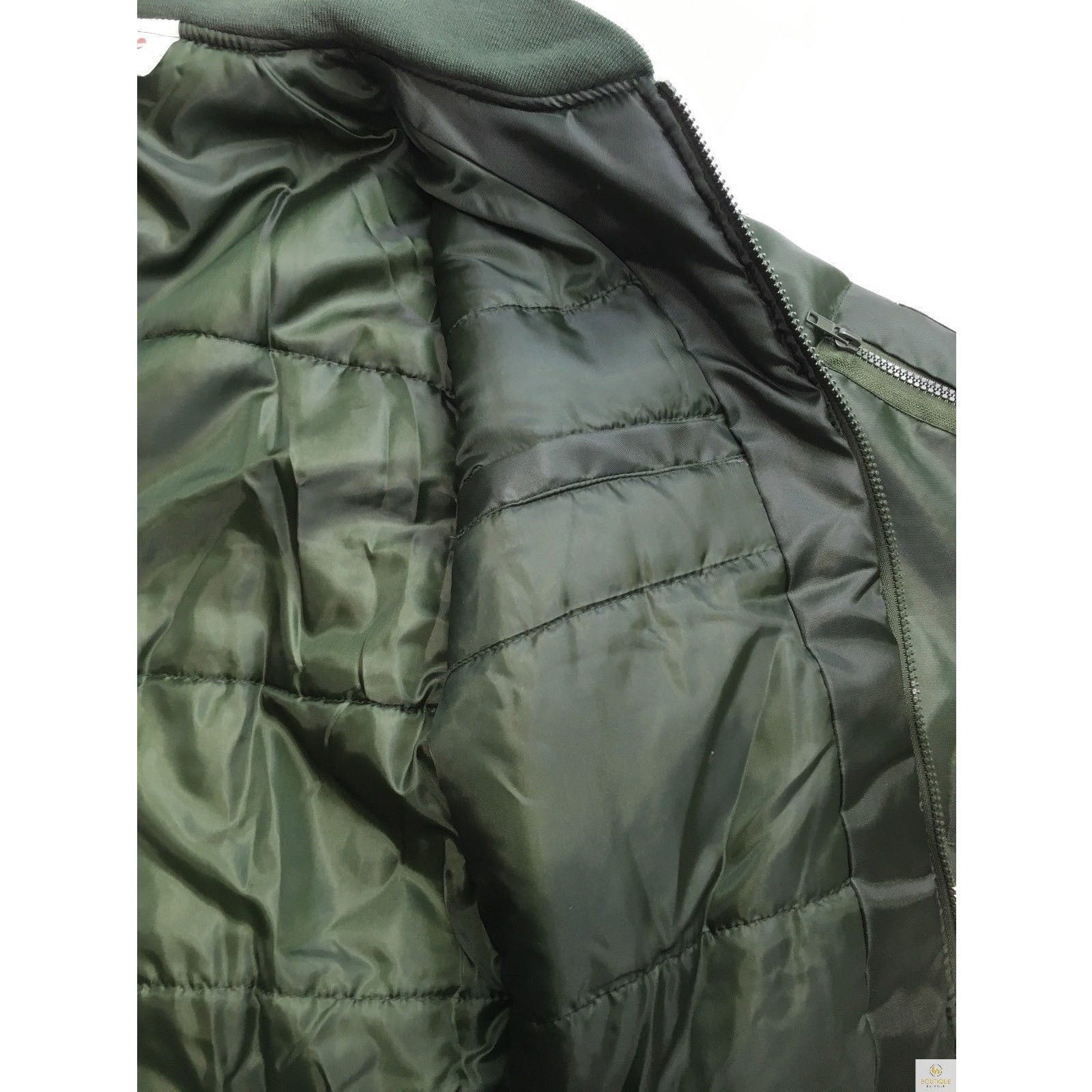 Plus Size Quilted Jacket Zip Up Classic Padded Flight Flying Winter Big & Tall - Bottle Green - Bottle Green - 6XL 6