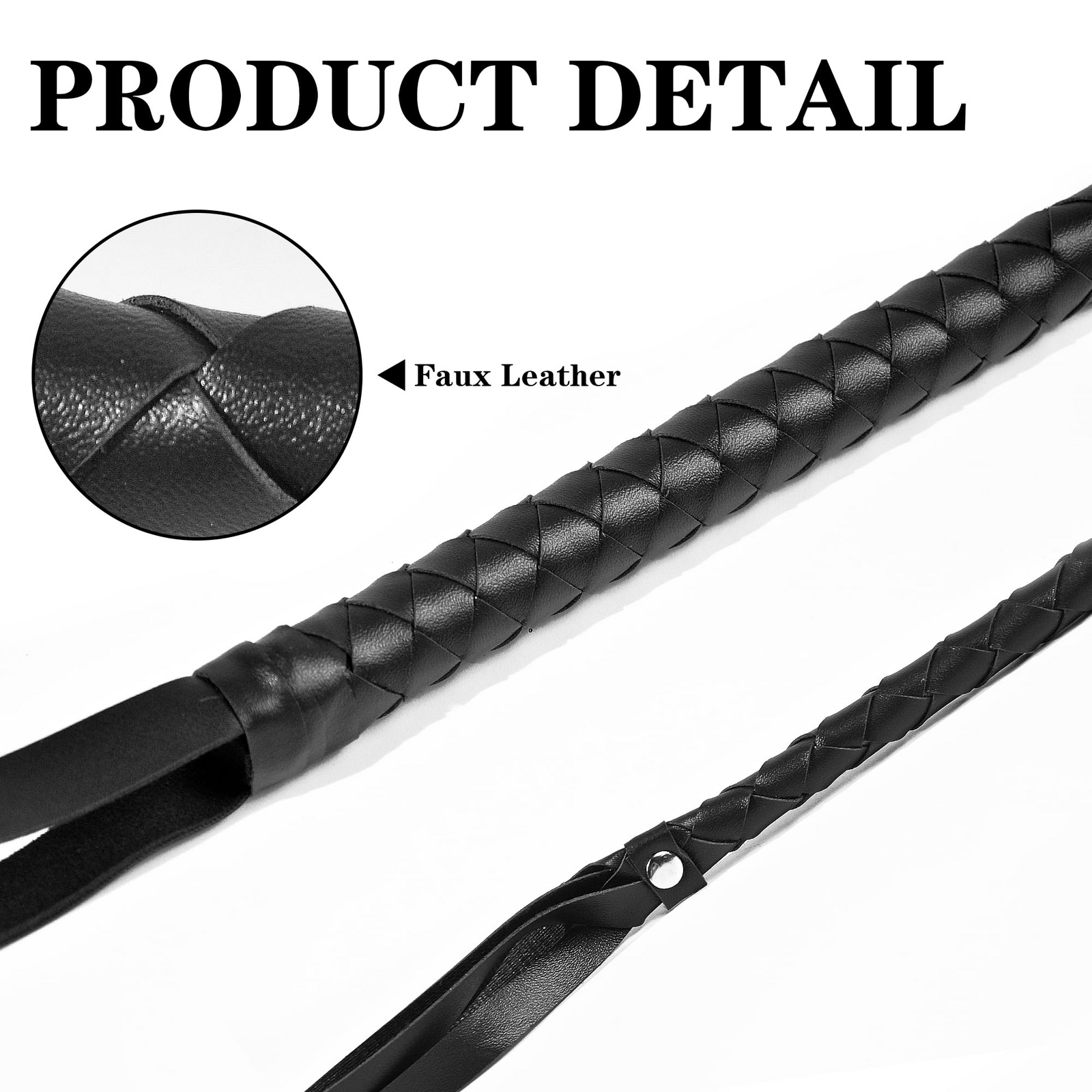 BLACK WHIP Faux Leather Costume Party 180cm Riding Cowboy Fancy Dress 5