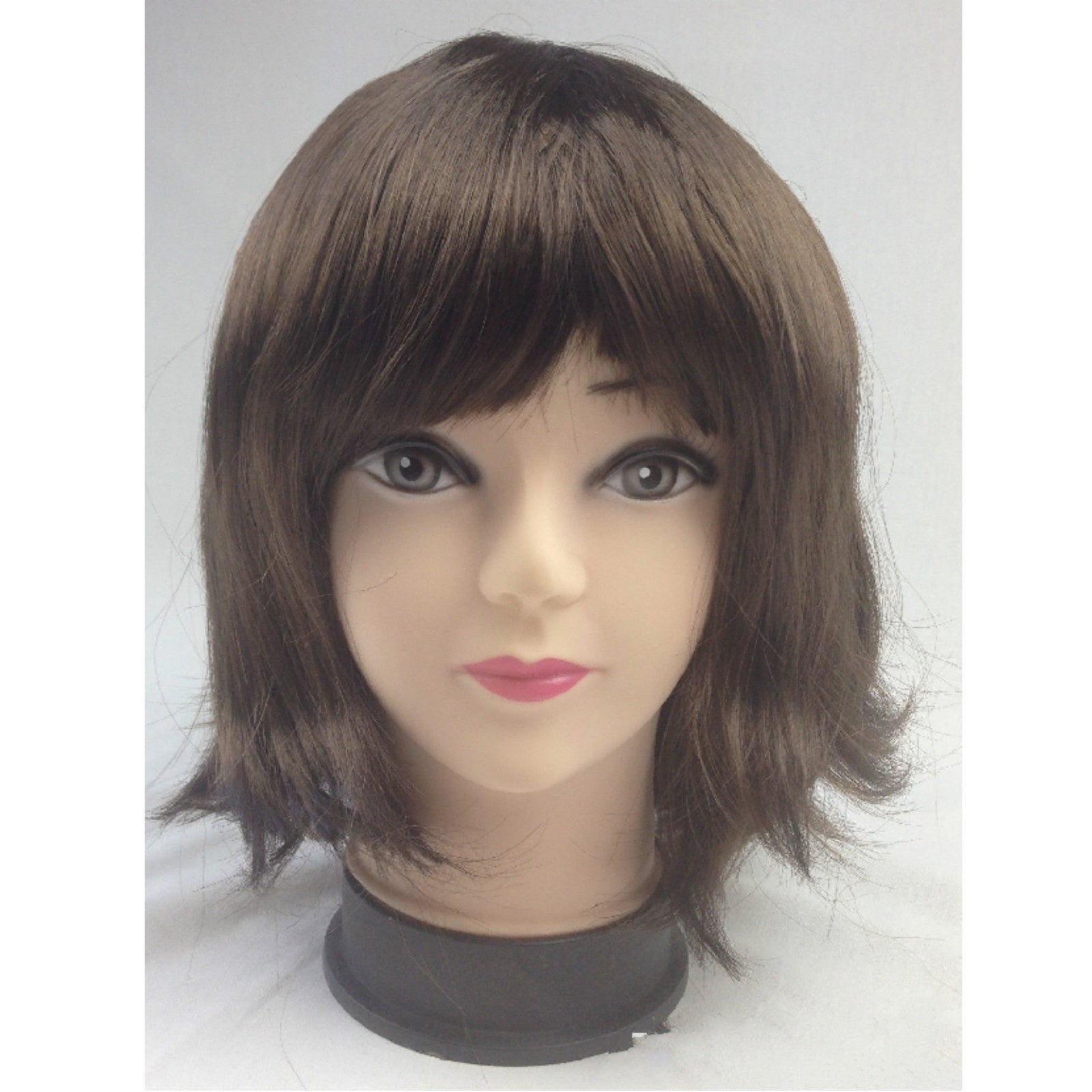 Bob Wig Costume Short Straight Fringe Cosplay Party Full Hair Womens Fancy Dress - Brown 7