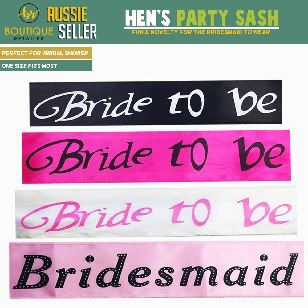 HEN'S NIGHT SASH Party Girls Wedding Bridesmaid Bridal Bride To Be Satin Sashes - Bridesmaid (White) 4