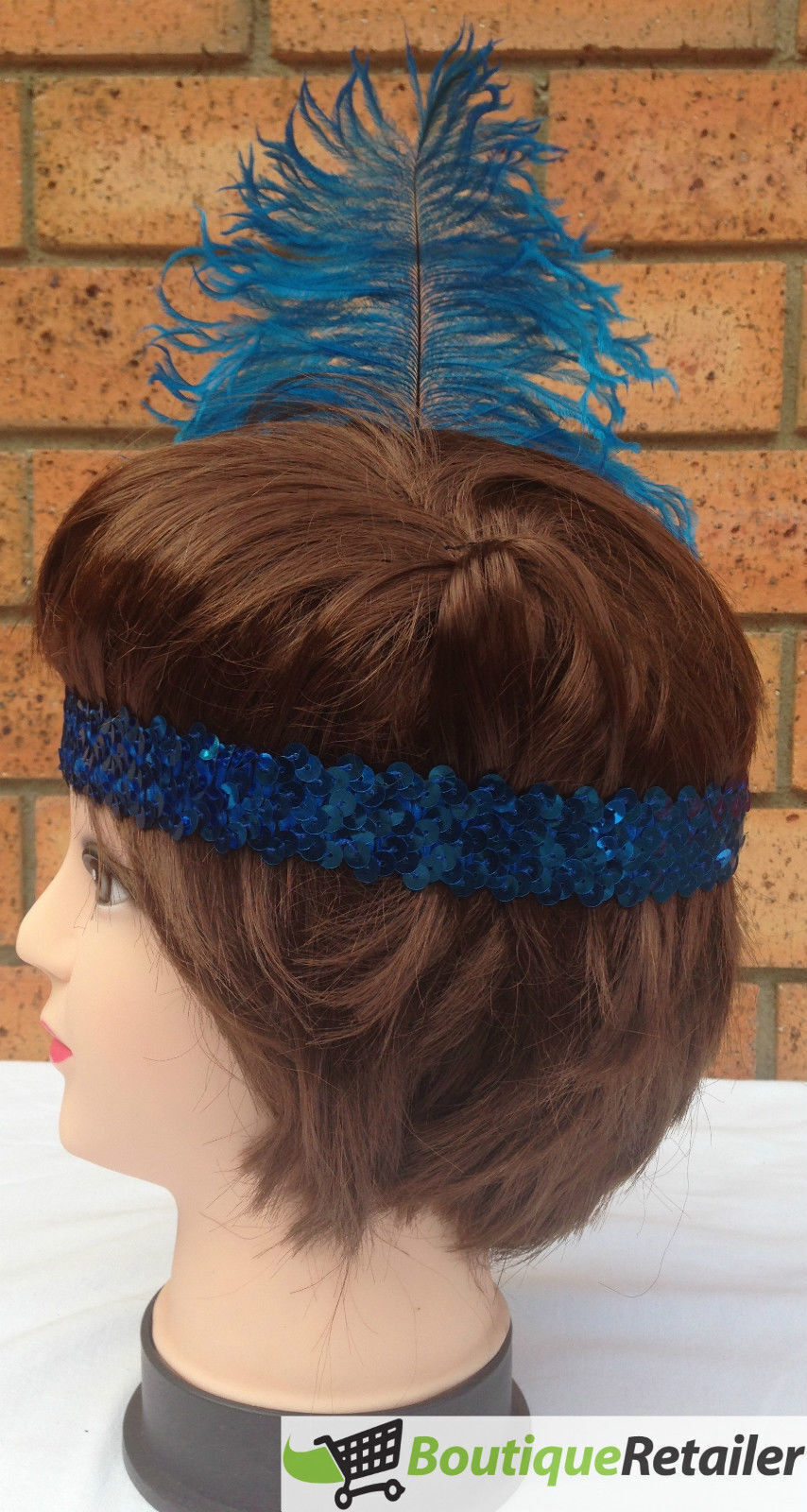 1920s FLAPPER HEADBAND Headpiece Feather Sequin Charleston Costume Gatsby Dance - Blue 4