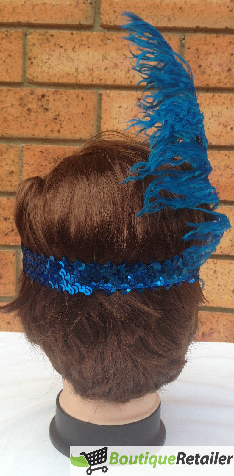 1920s FLAPPER HEADBAND Headpiece Feather Sequin Charleston Costume Gatsby Dance - Blue 5