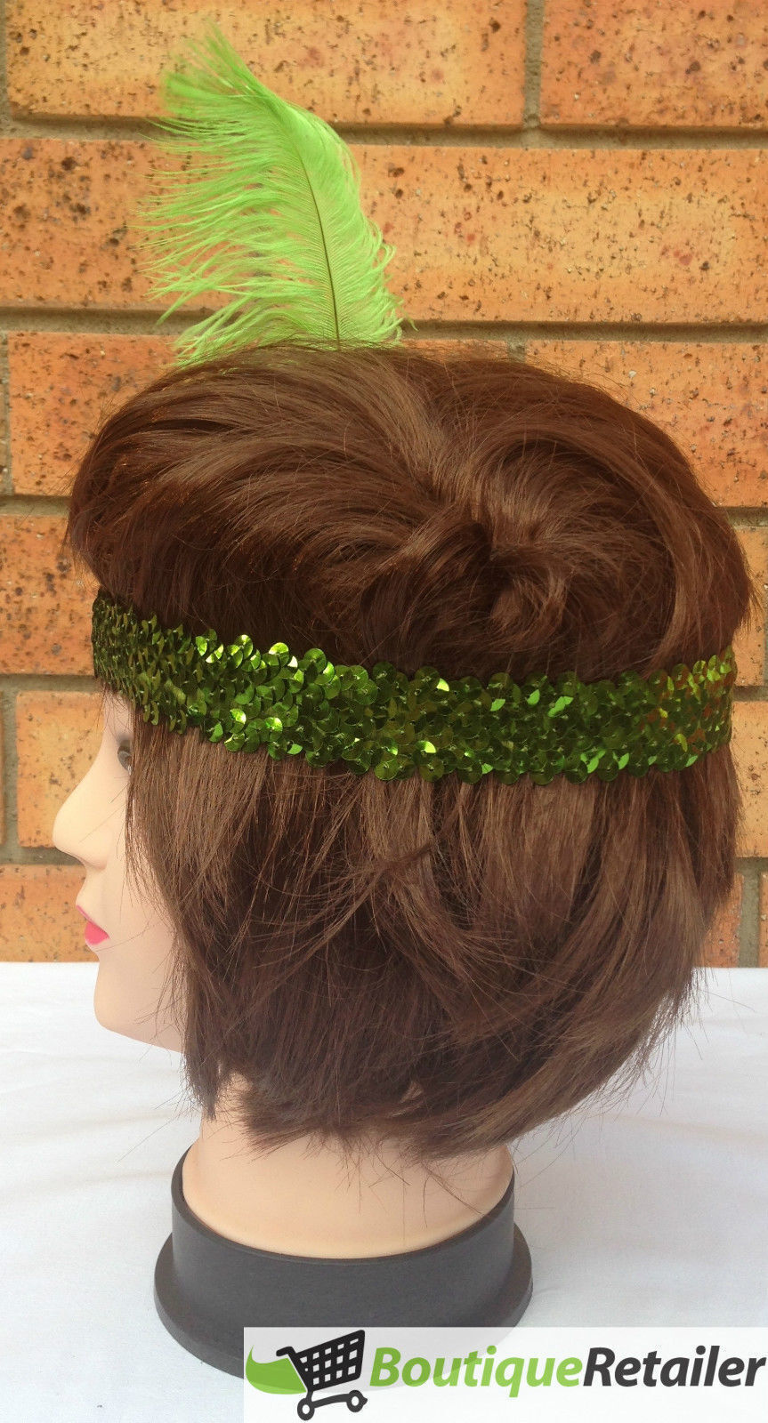1920s FLAPPER HEADBAND Headpiece Feather Sequin Charleston Costume Gatsby Dance - Green 4