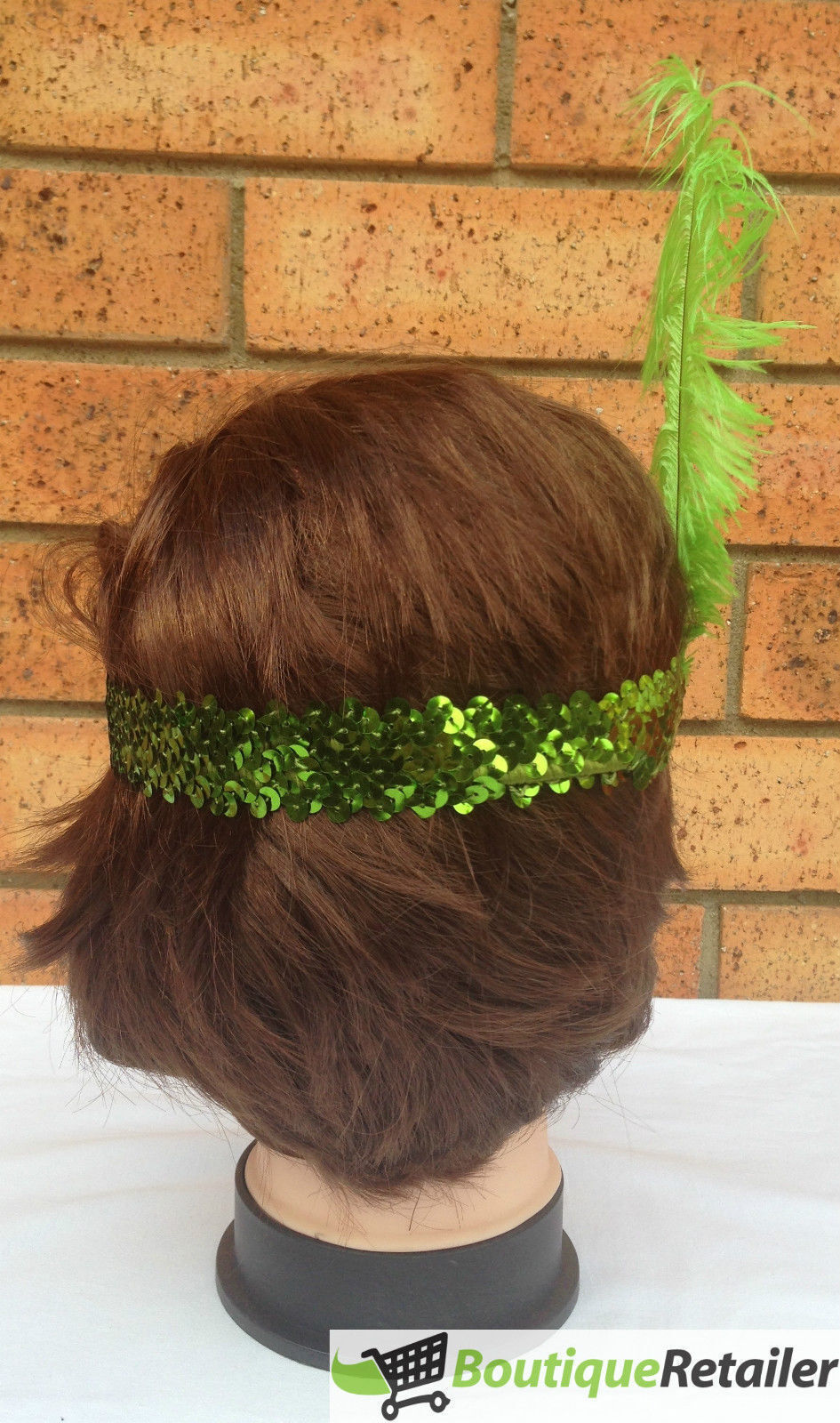 1920s FLAPPER HEADBAND Headpiece Feather Sequin Charleston Costume Gatsby Dance - Green 5