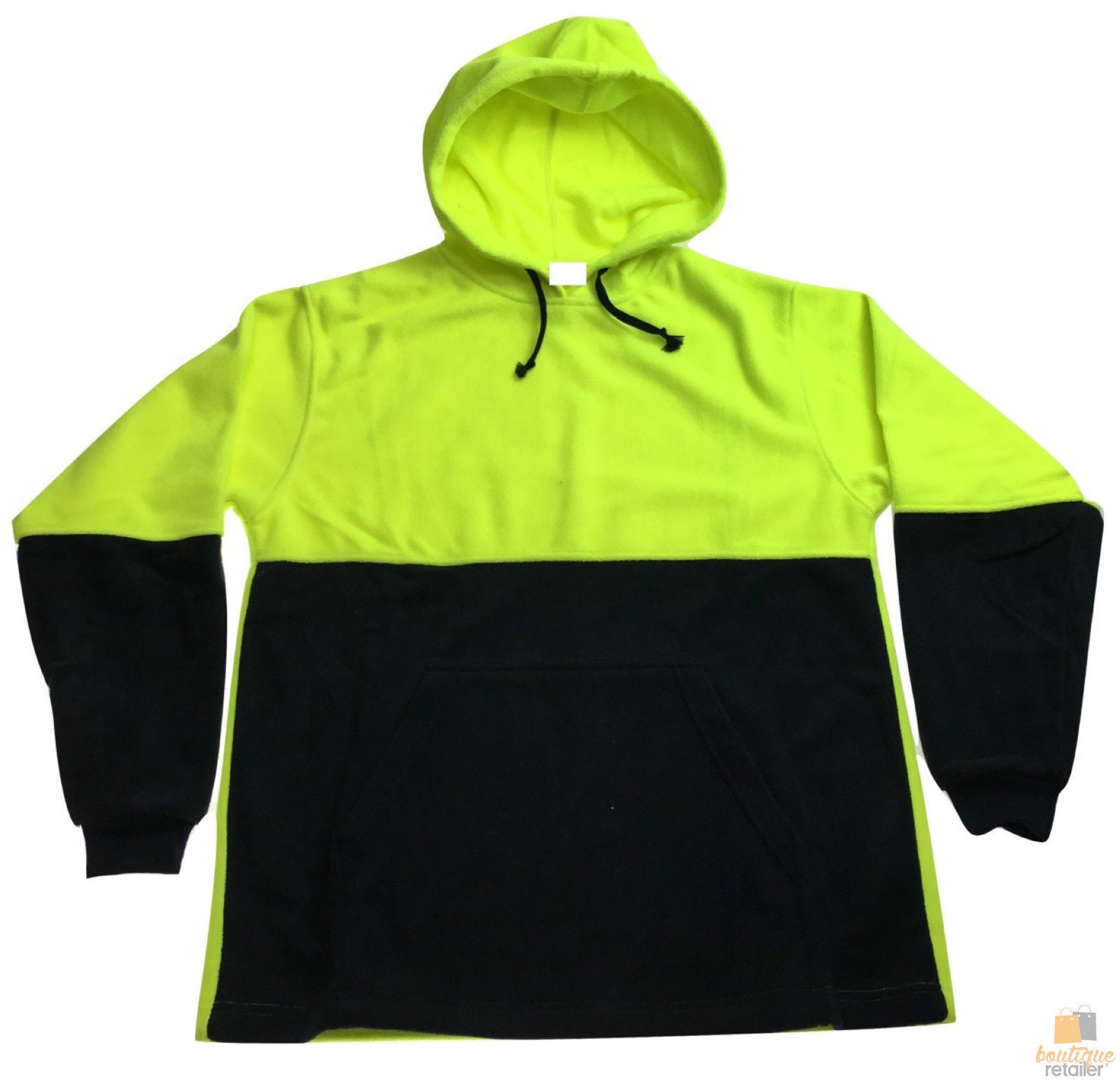 HI VIS POLAR FLEECE HOODIE Jumper Safety Workwear Fleecy Jacket Unisex - Yellow - XXL 3