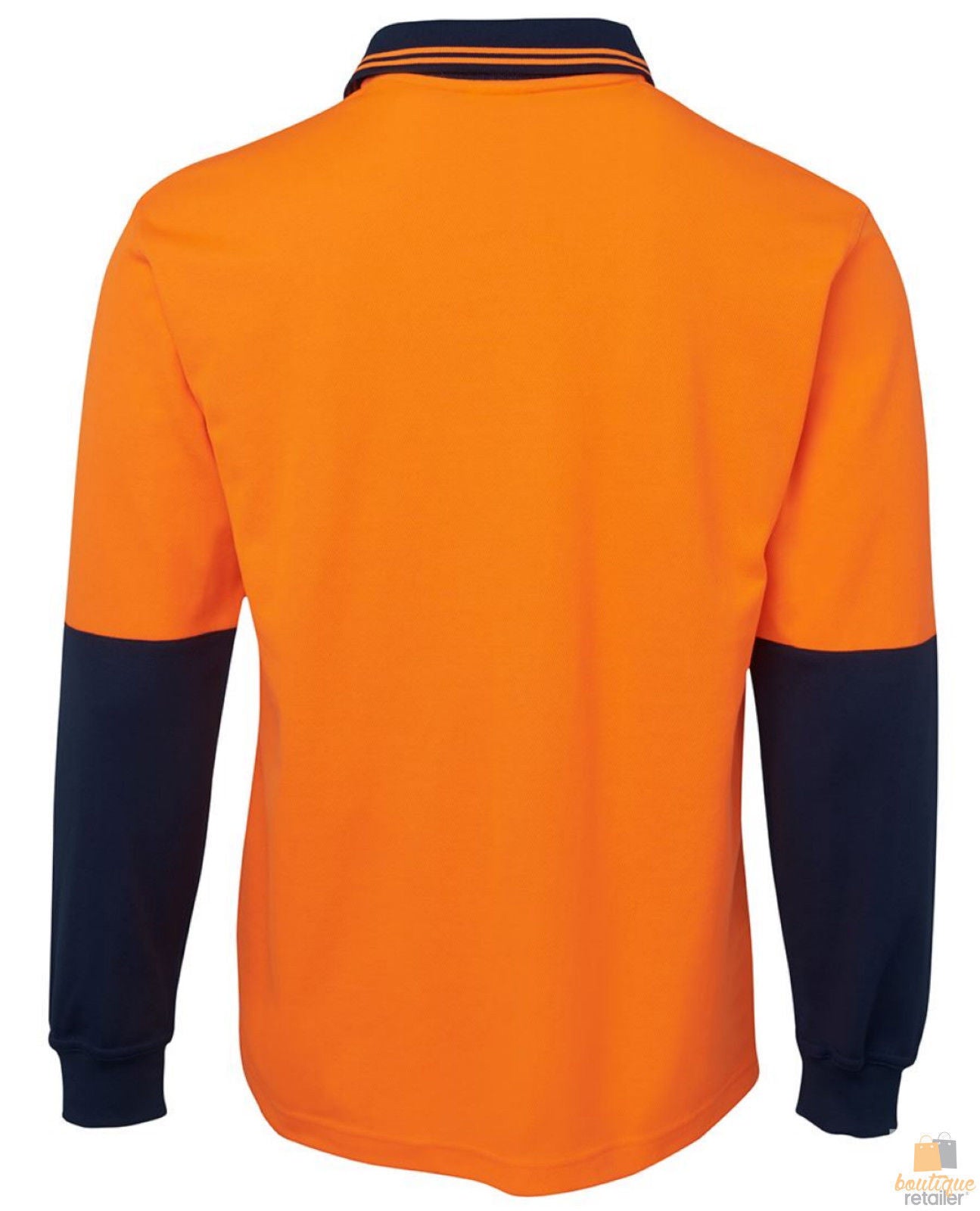 HI VIS LONG SLEEVE POLO SHIRT Top Safety Workwear Fluro Breathable Dry WB - Orange - L 3