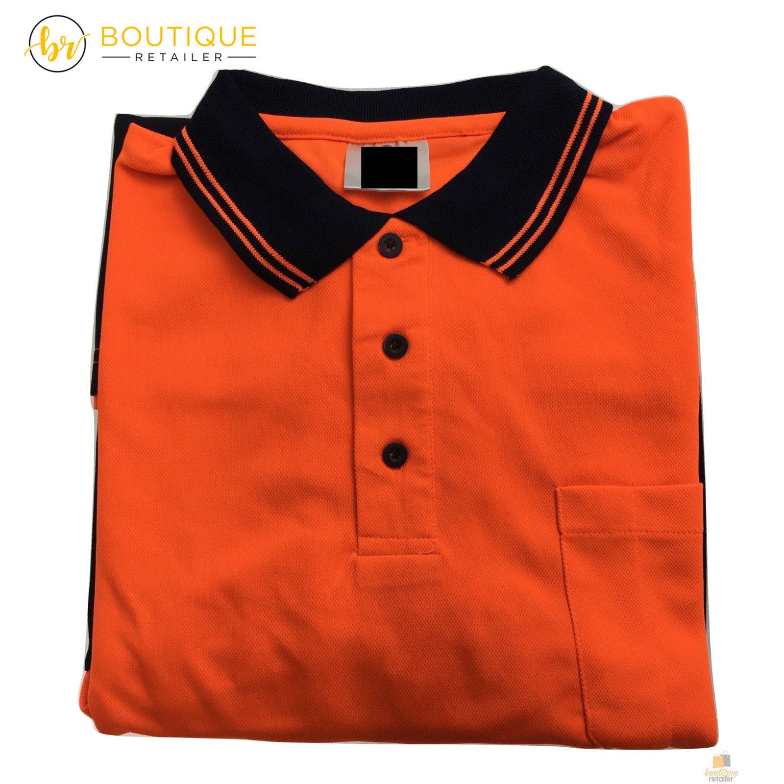 HI VIS LONG SLEEVE POLO SHIRT Top Safety Workwear Fluro Breathable Dry WB - Orange - XXL 5
