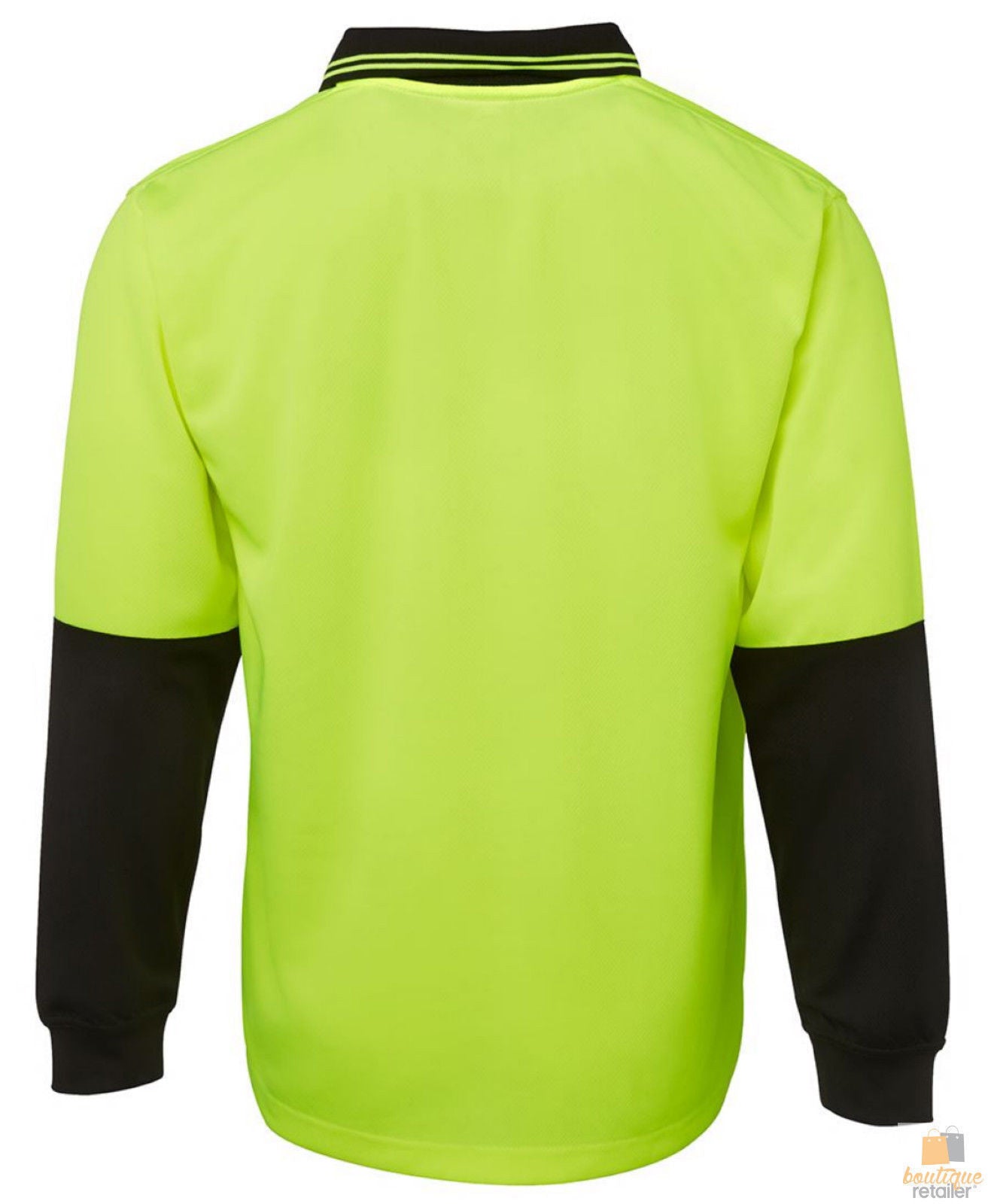 HI VIS LONG SLEEVE POLO SHIRT Top Safety Workwear Fluro Breathable Dry WB - Yellow - L 3