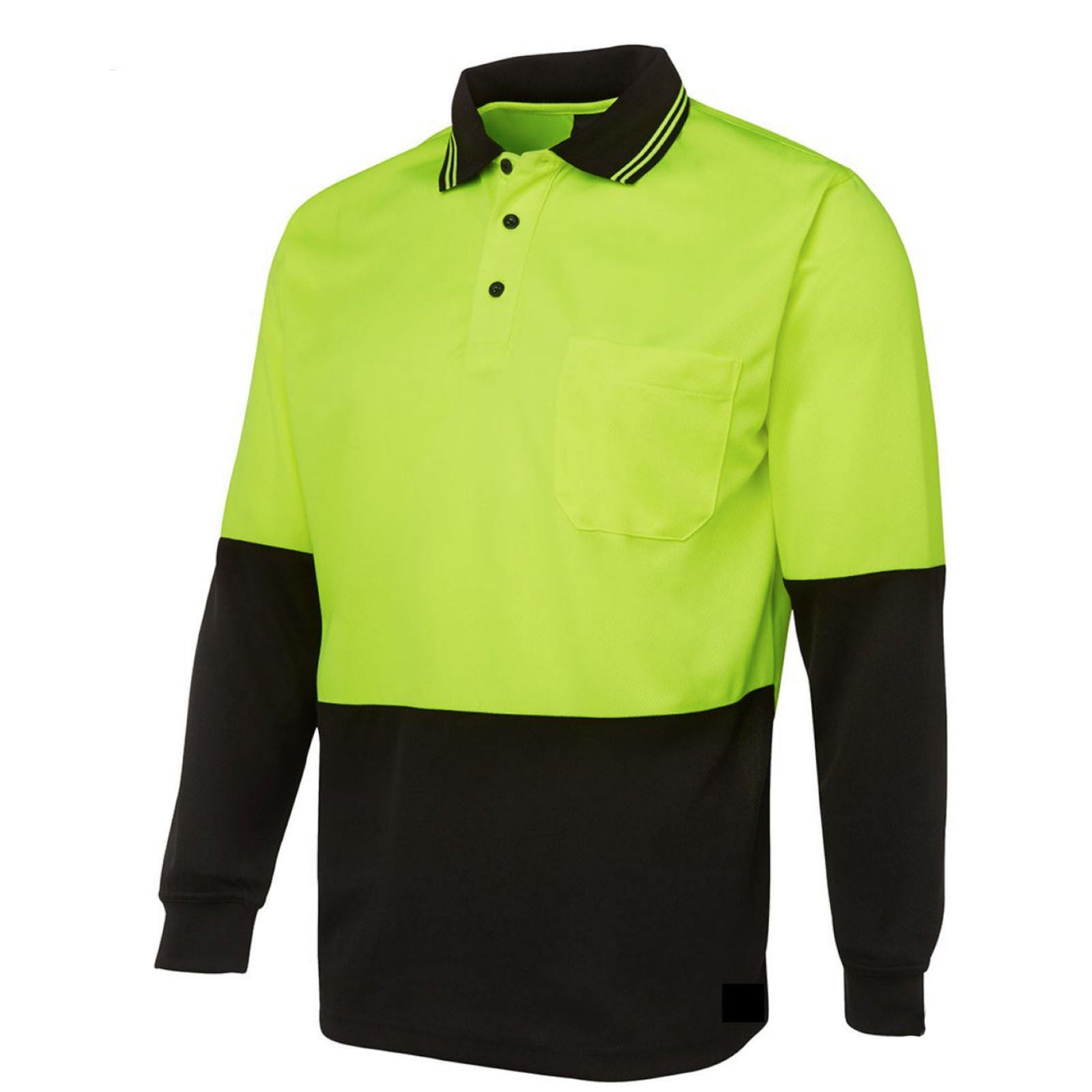 HI VIS LONG SLEEVE POLO SHIRT Top Safety Workwear Fluro Breathable Dry WB - Yellow - XXL 7