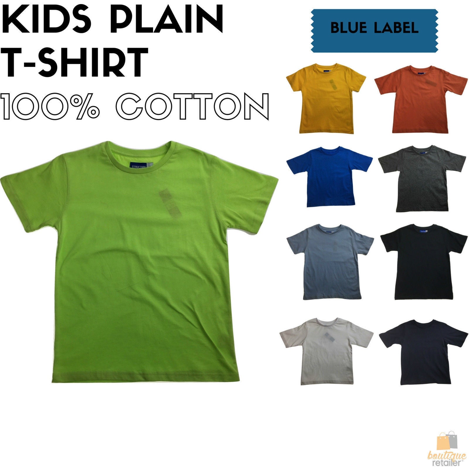 KIDS PLAIN T SHIRT Childrens Child 100% COTTON Boys Girls Basic Blank Tee Top - Red - 6 3