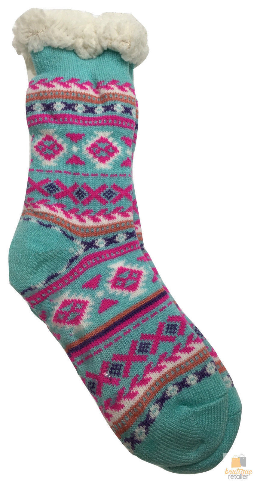 1 Pair Ladies Thick Fur Bed Socks Womens Soft Work Fluffy Slipper Non Slip - One Size 4
