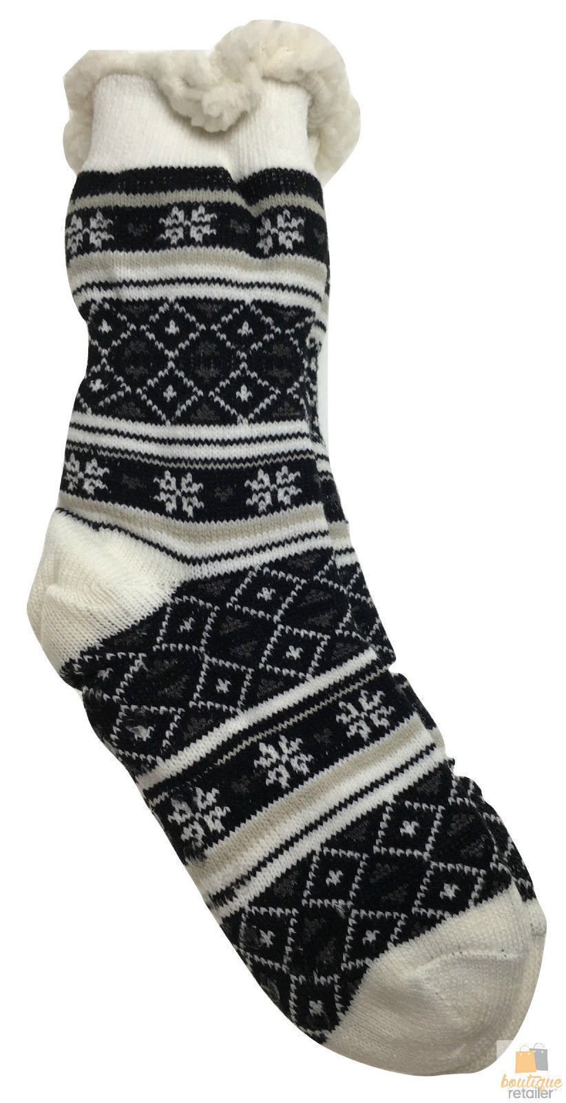 1 Pair Ladies Thick Fur Bed Socks Womens Soft Work Fluffy Slipper Non Slip - One Size 10