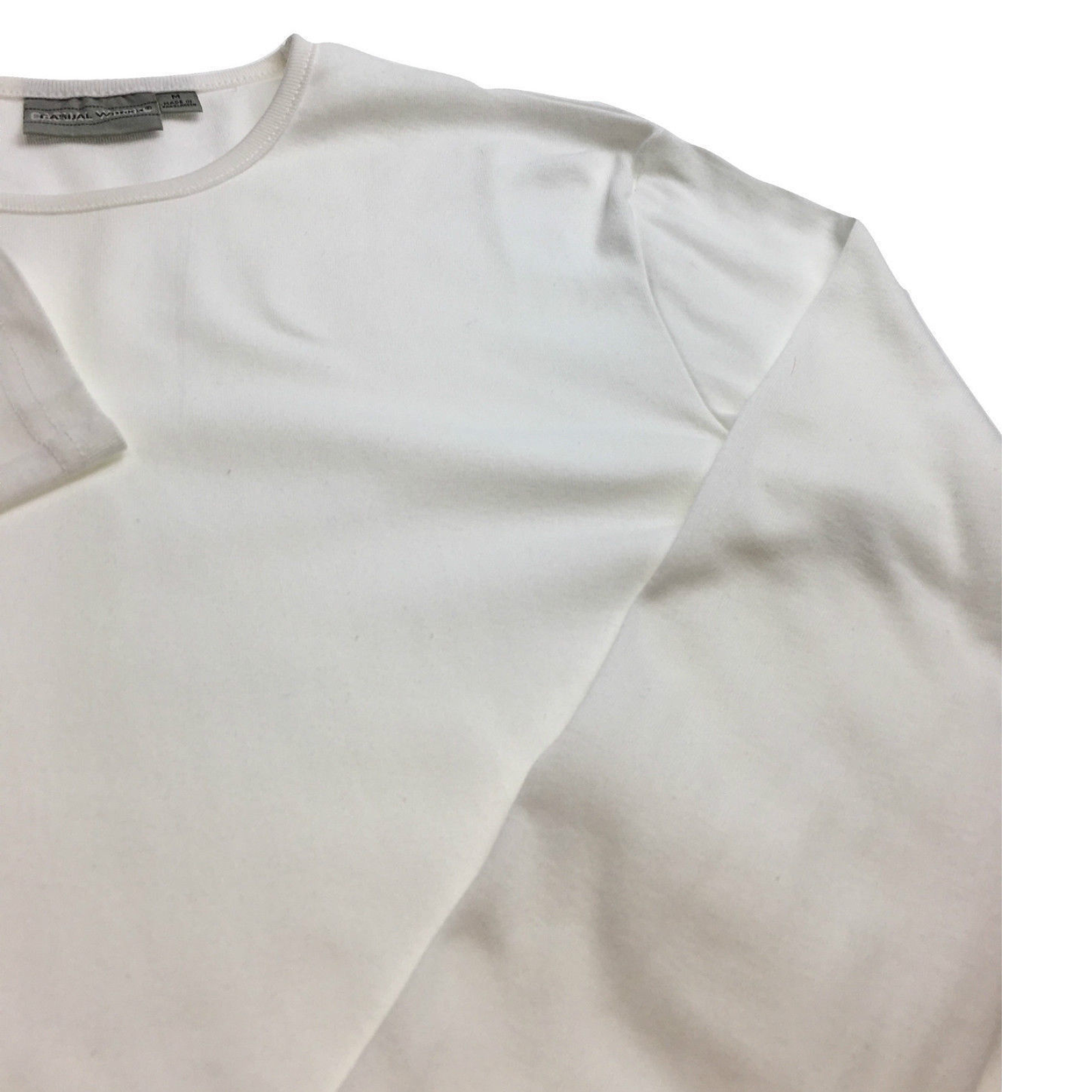 Mens 100% COTTON PLAIN LONG SLEEVE TOP Basic T Shirt Tee Slim Fitted Style - White - XL 3
