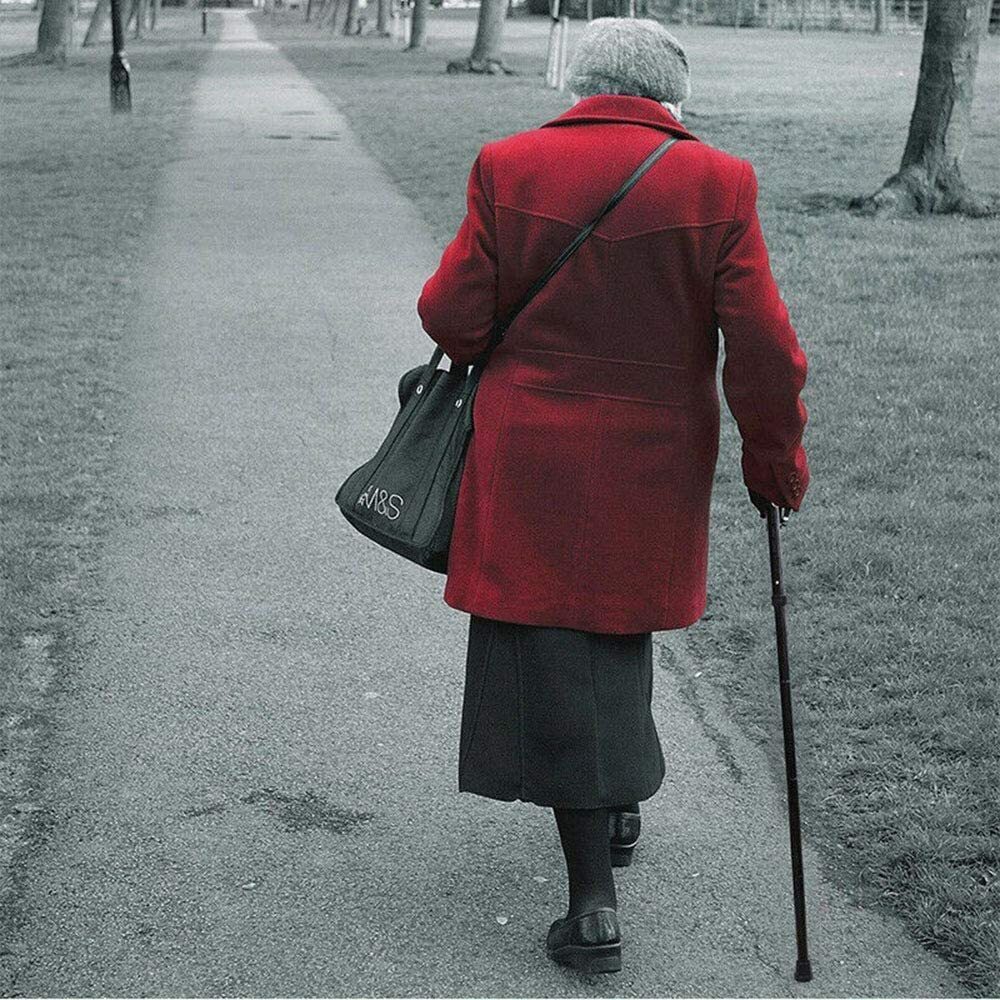 Adjustable Metal WALKING STICK Travel Cane Folding Pole Compact Retractable Hike - Black 6