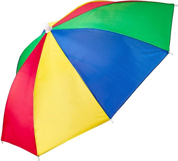 RAINBOW UMBRELLA HAT Rain Novelty Cap Costume Outdoor Camping Beach Fishing 3