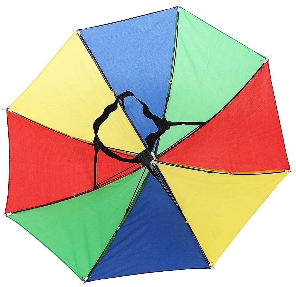 RAINBOW UMBRELLA HAT Rain Novelty Cap Costume Outdoor Camping Beach Fishing 5