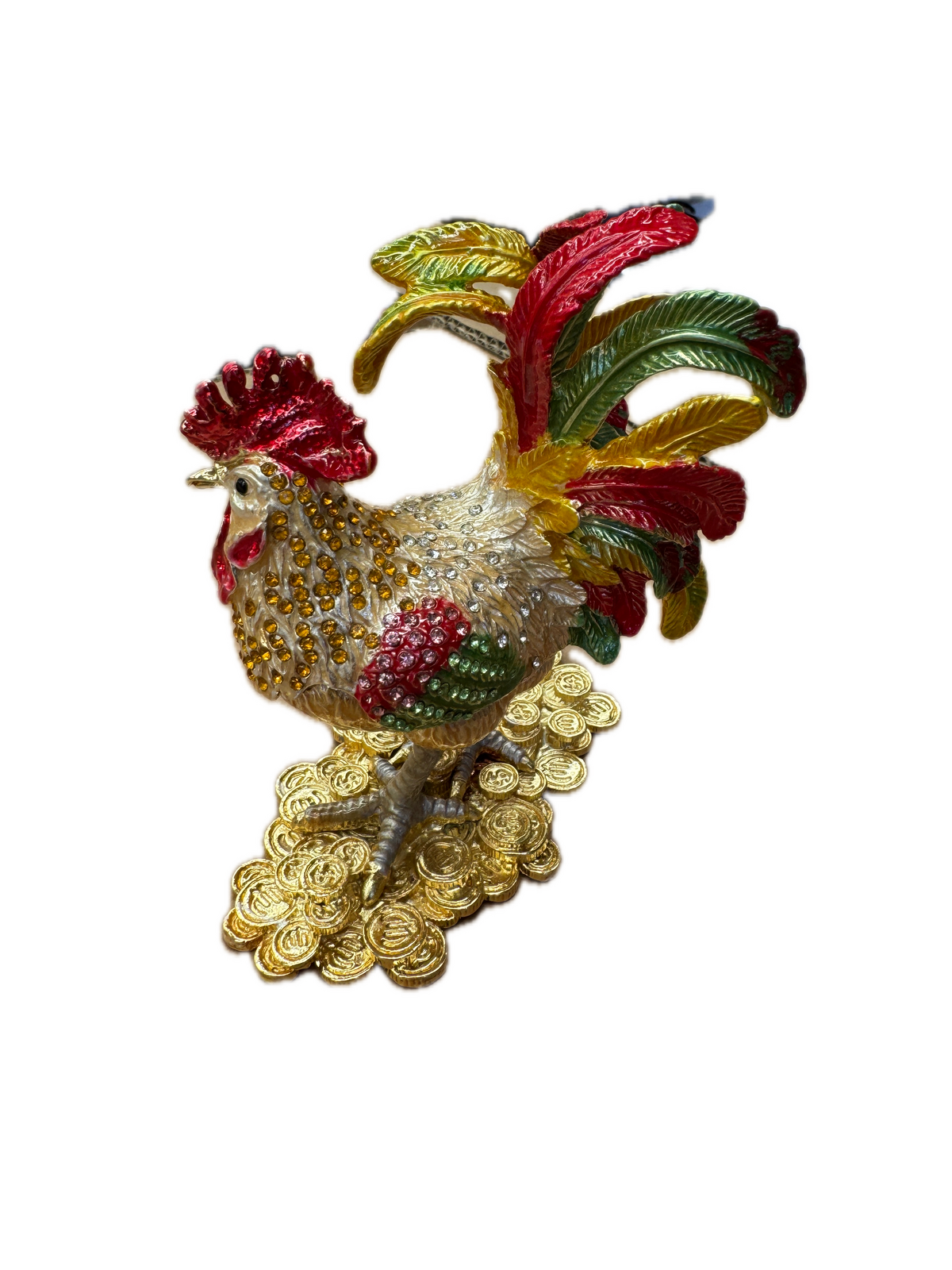 ROOSTER TRINKET JEWELLERY BOX Figurine Home Decor Ornament Chicken Jewelled 3