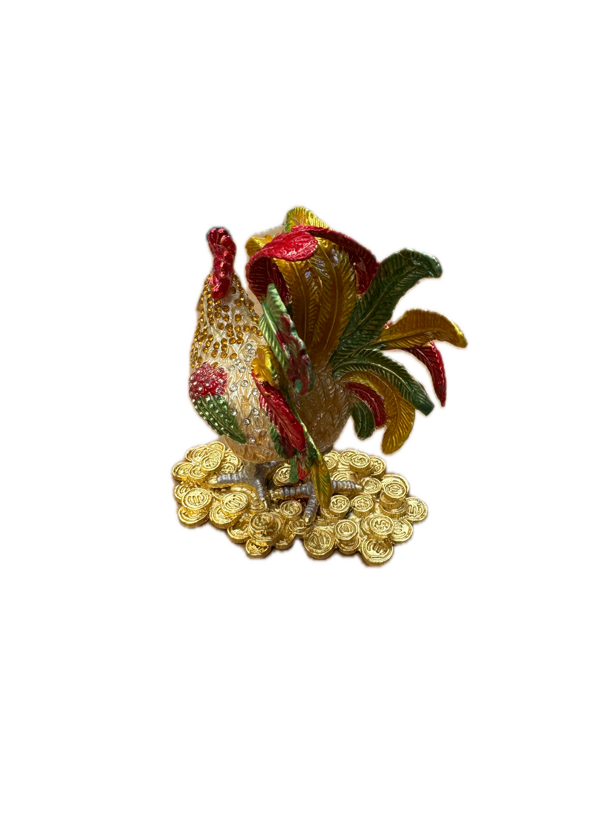ROOSTER TRINKET JEWELLERY BOX Figurine Home Decor Ornament Chicken Jewelled 4