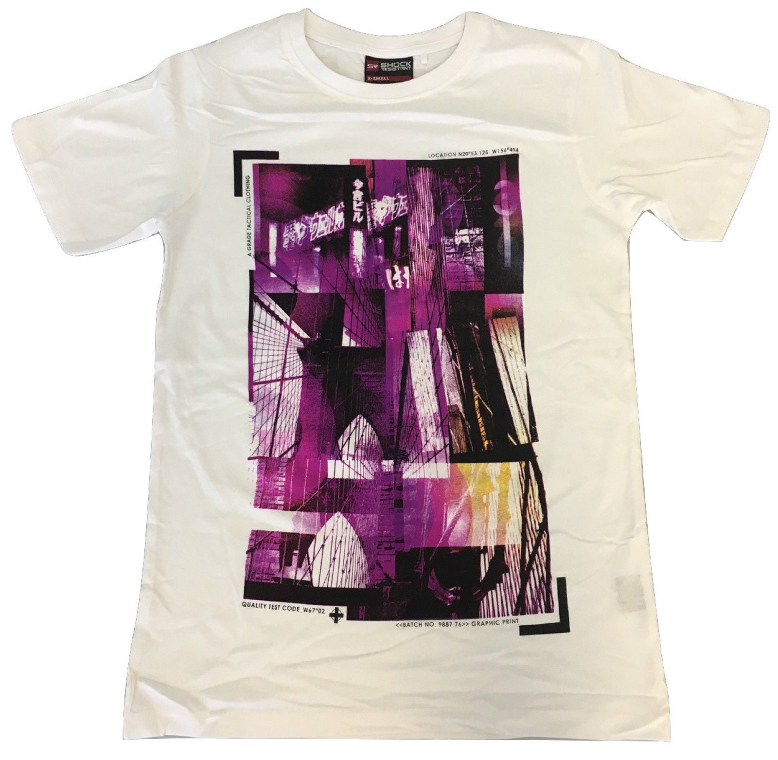 100% Cotton T-Shirt with Print Design Slim Fit Basic Tee Top XS-XXL - White - X-Small