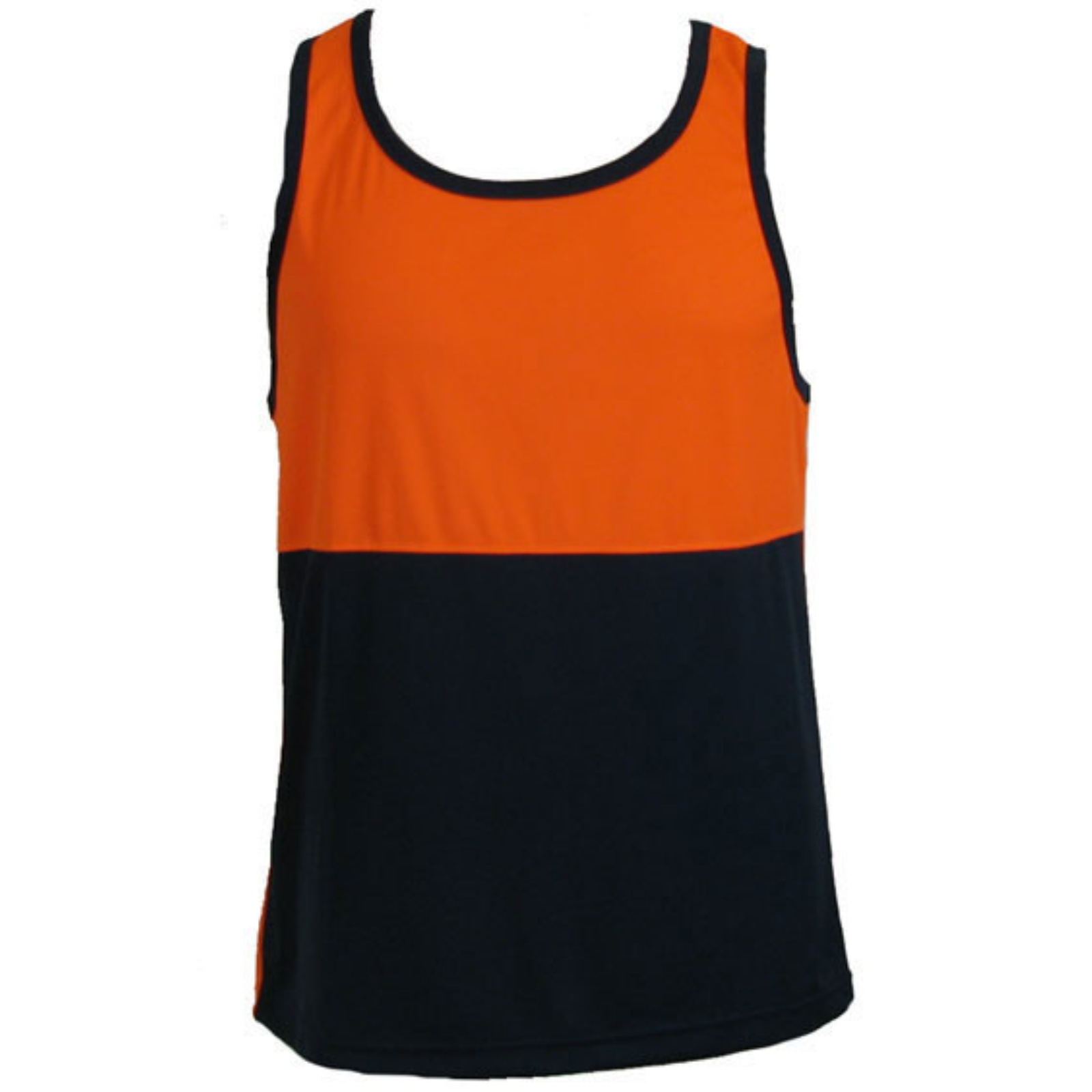 Hi Vis SINGLET Work Wear Safety Tank Top Fluro Micro Mesh UPF50+ High Visibility - Orange - Large